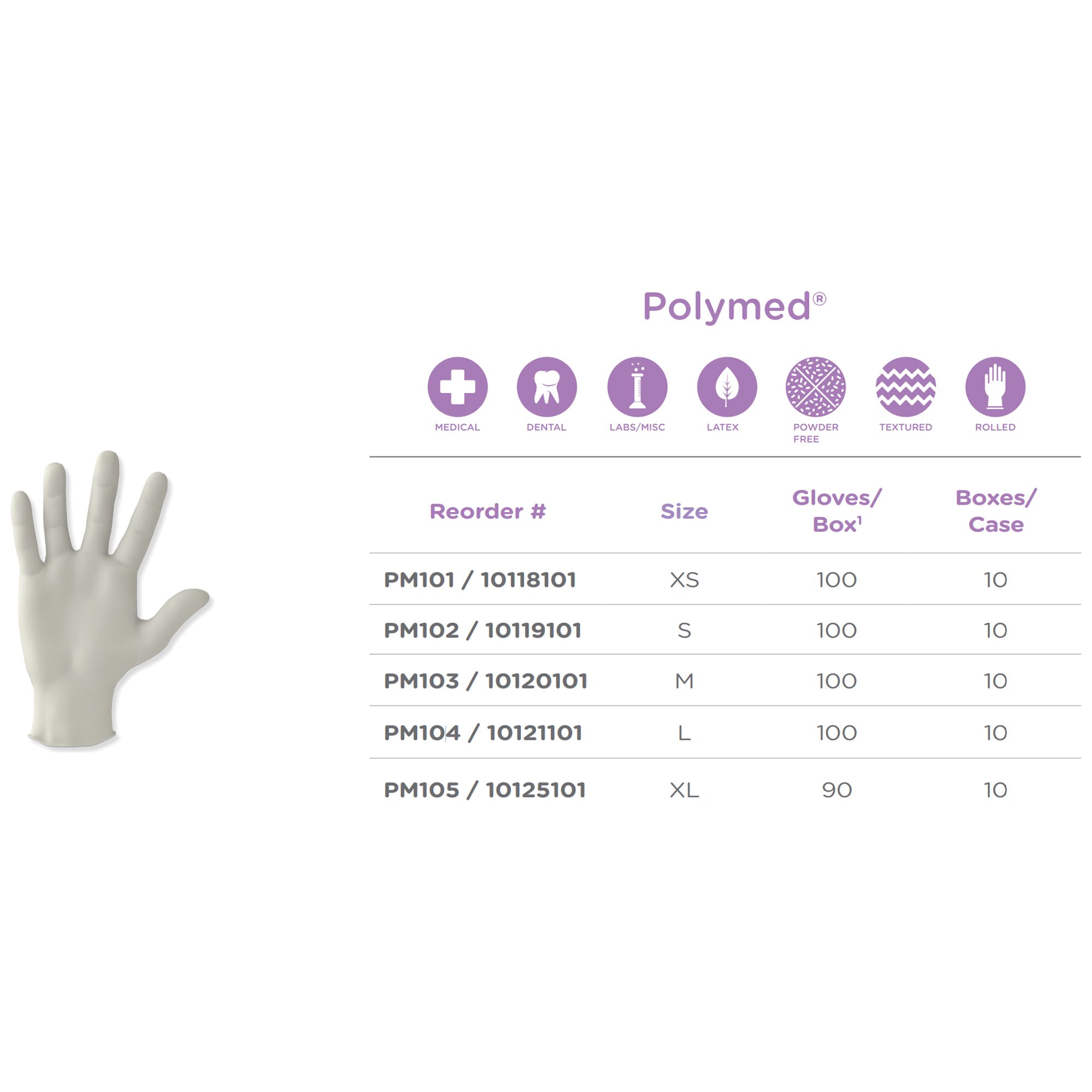 Polymed® Latex Exam Glove, Medium, Ivory - Image 4