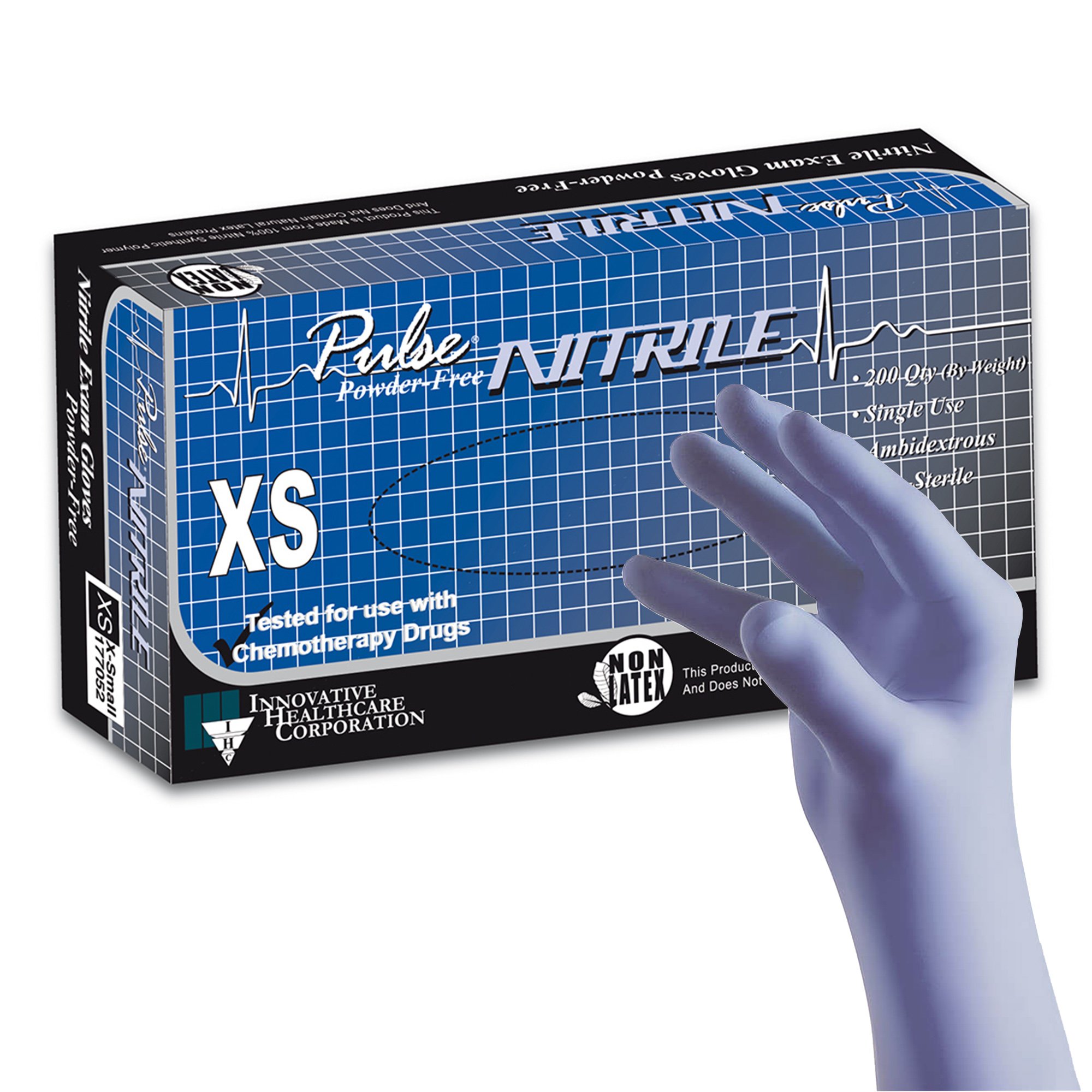 Pulse® Nitrile Exam Glove, Extra Small, Aqua Blue