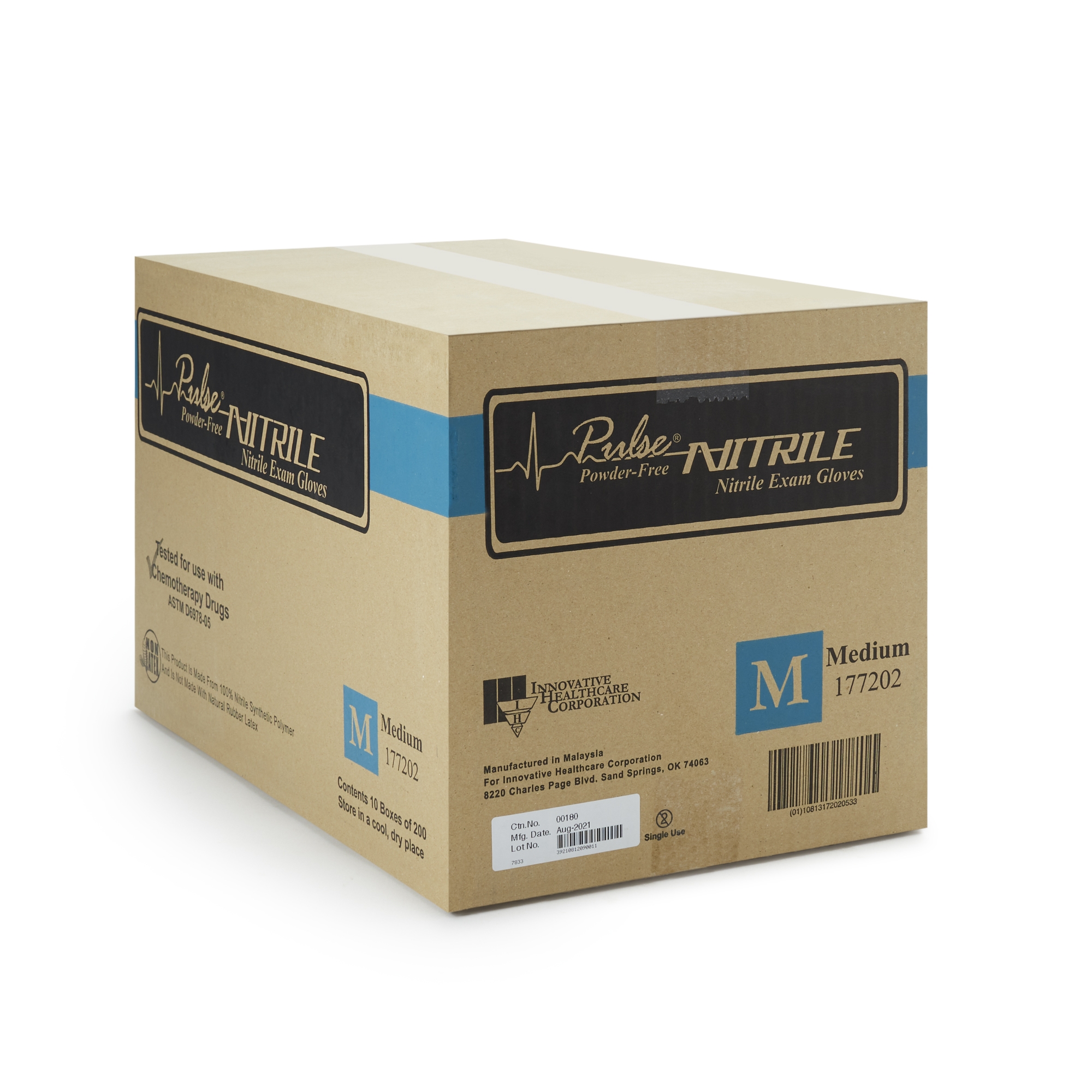 Pulse® Nitrile Exam Glove, Medium, Aqua Blue - Image 4