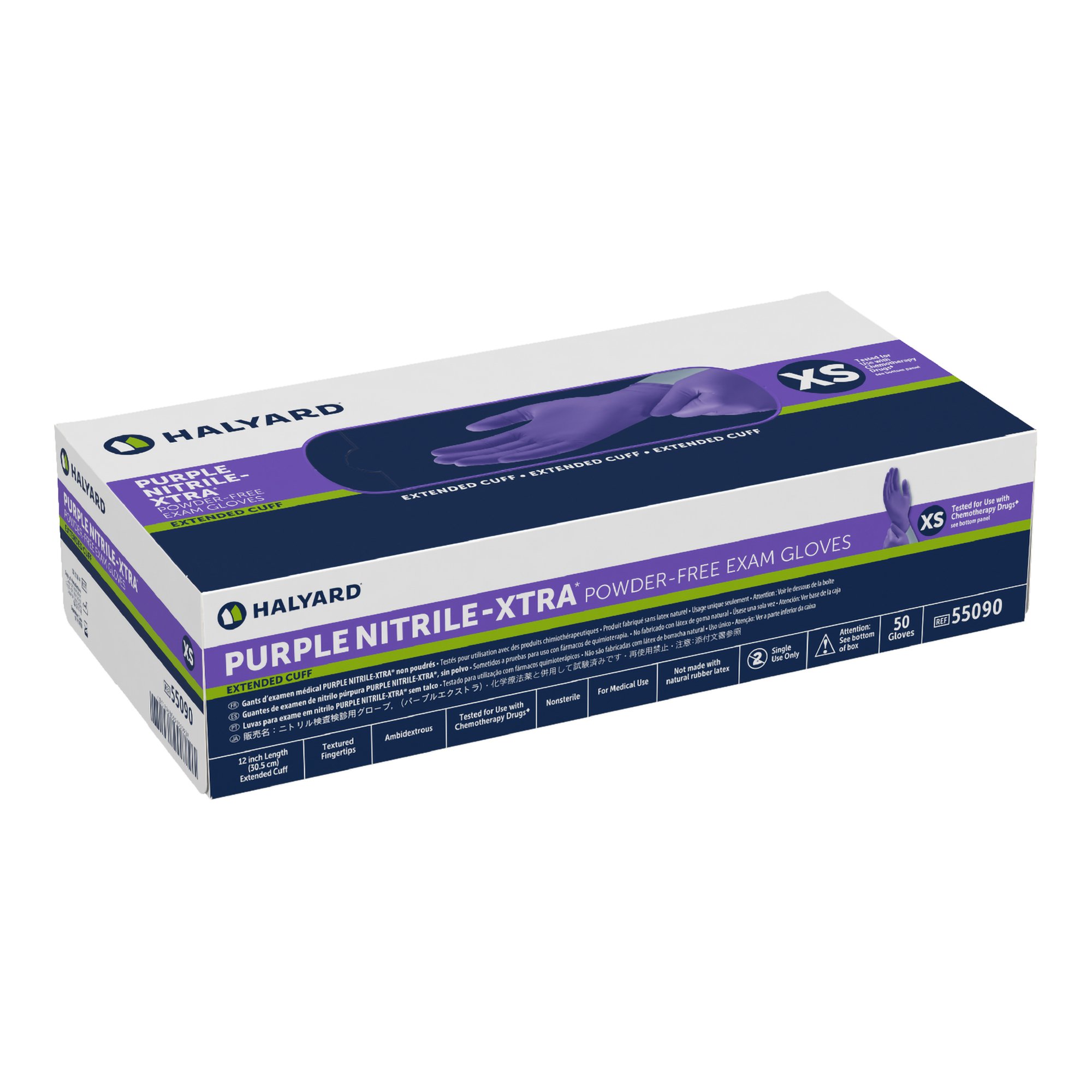 Purple Nitrile-Xtra™ Extended Cuff Length Exam Glove, Extra Small, Purple - Image 2