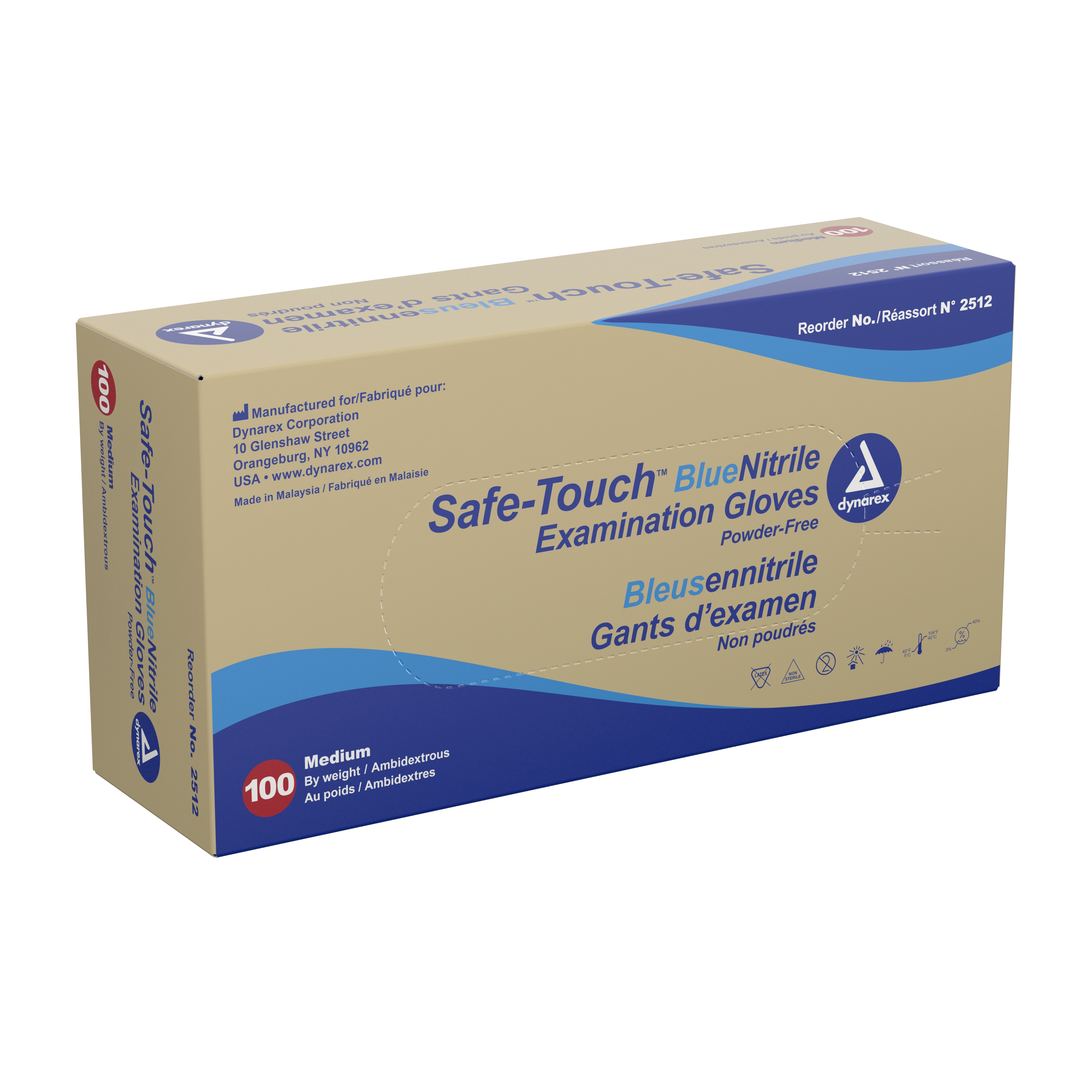 Safe-Touch™ Nitrile Exam Glove, Medium, Blue