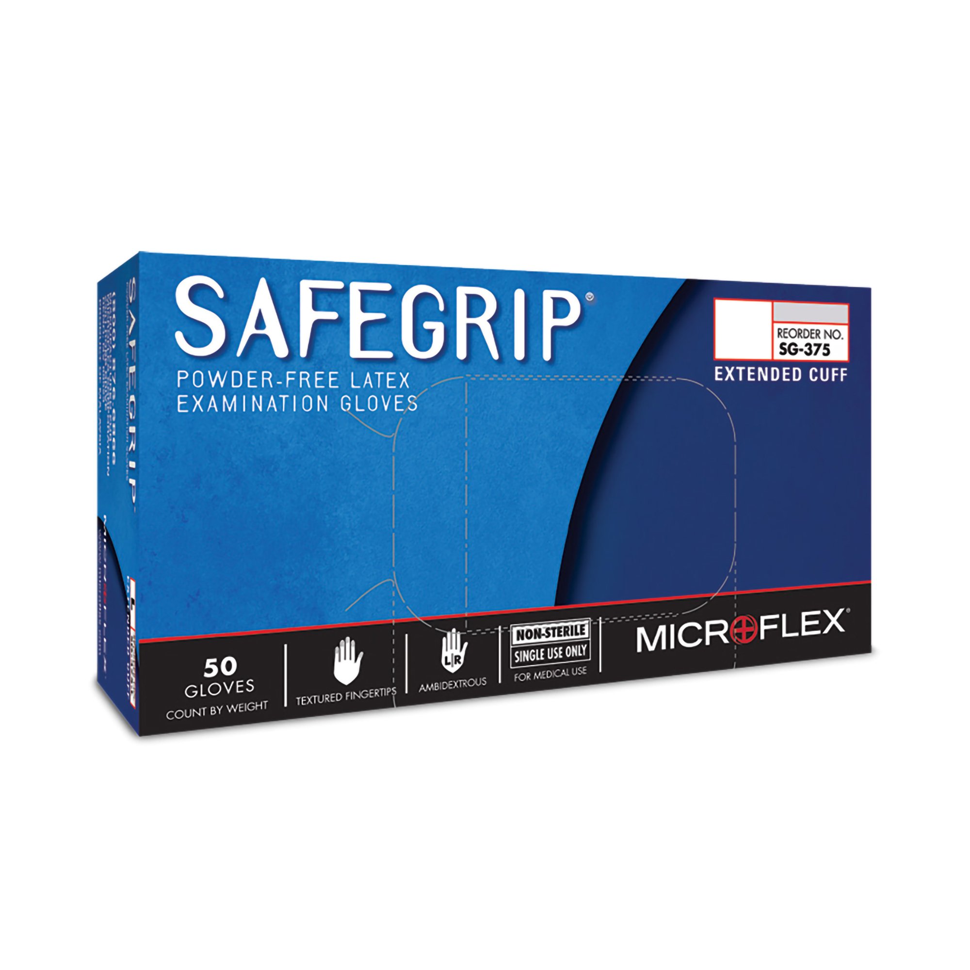 SafeGrip® Latex Extended Cuff Length Exam Glove, Small, Blue - Image 2