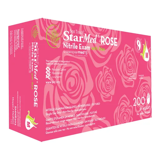 StarMed® Rose Nitrile Exam Glove, Medium, Pink
