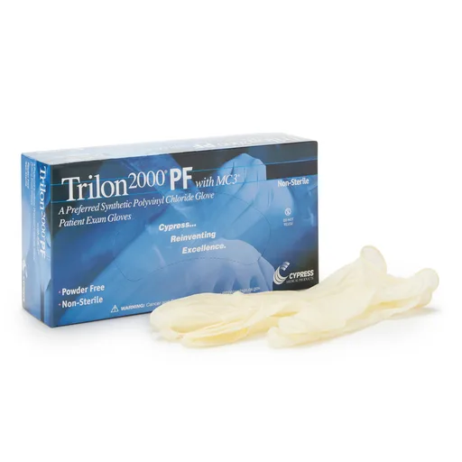 Trilon 2000® PF with MC3® Stretch Vinyl Exam Glove, Large, Ivory
