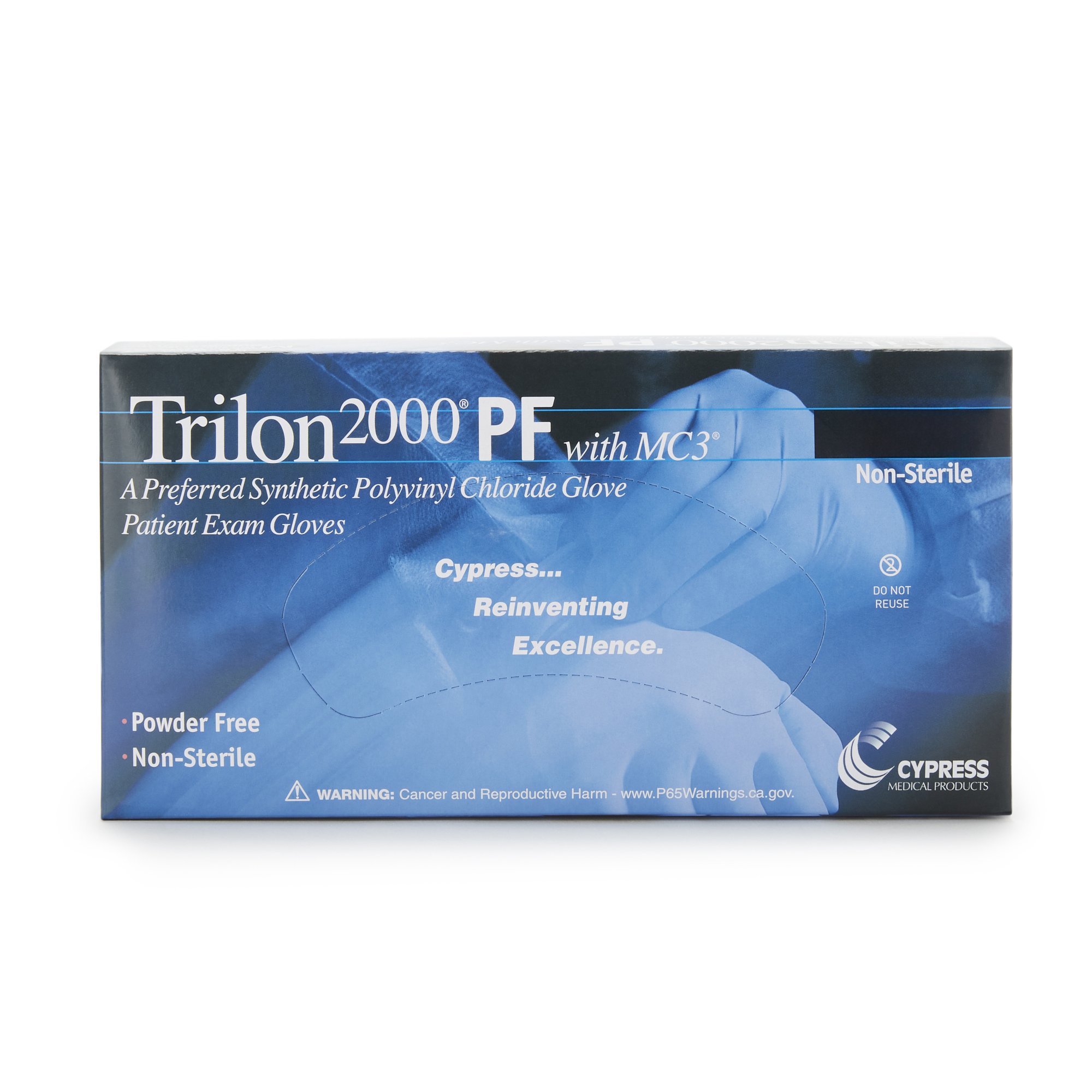 Trilon 2000® PF with MC3® Stretch Vinyl Exam Glove, Large, Ivory - Image 3