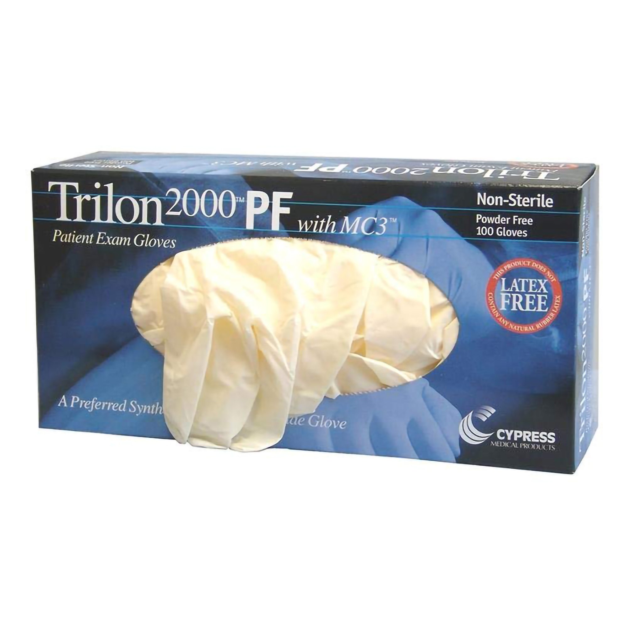 Trilon 2000® PF with MC3® Stretch Vinyl Exam Glove, Large, Ivory - Image 2