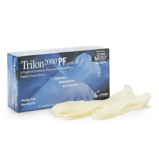 Trilon 2000® PF with MC3® Stretch Vinyl Exam Glove, Medium, Ivory