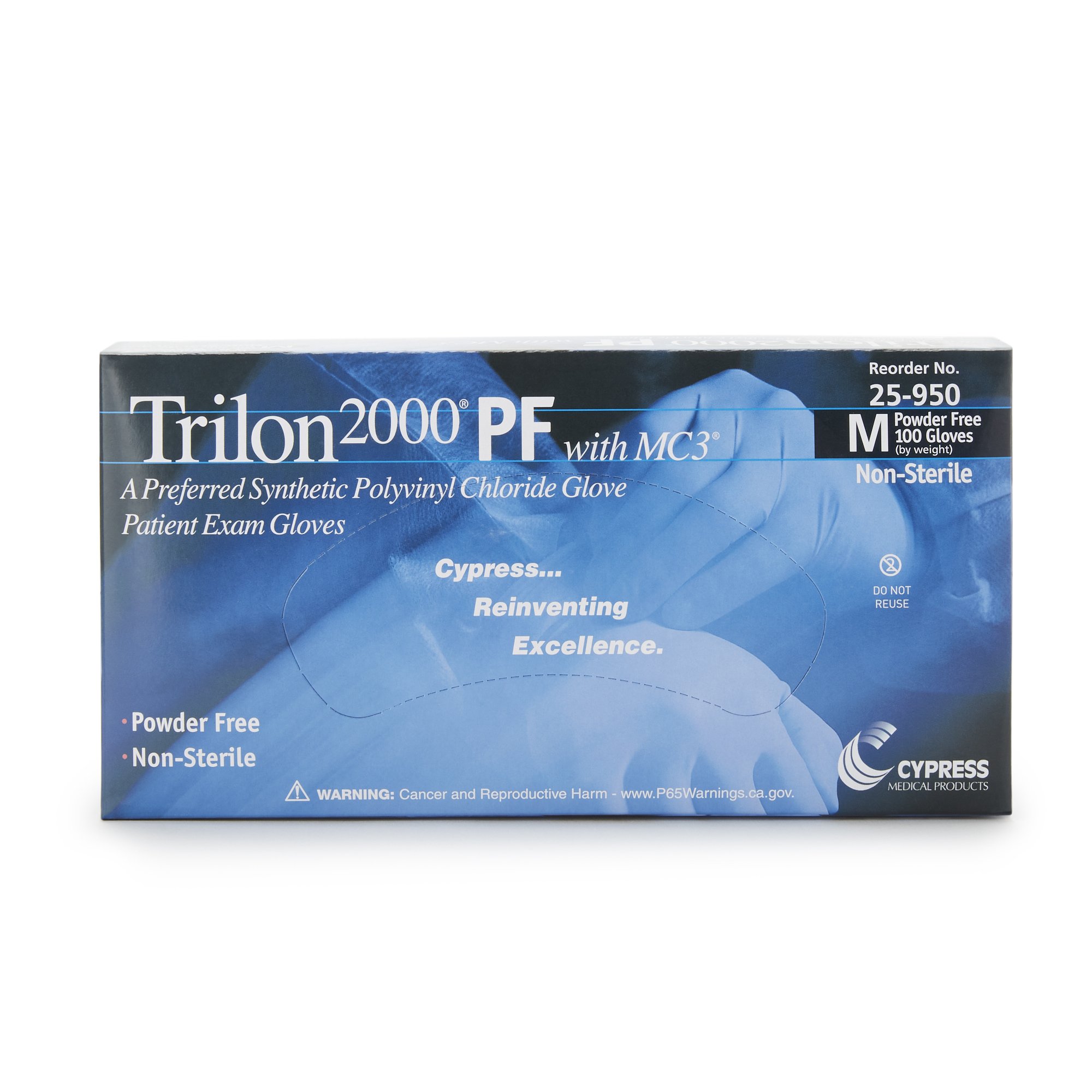 Trilon 2000® PF with MC3® Stretch Vinyl Exam Glove, Medium, Ivory - Image 3