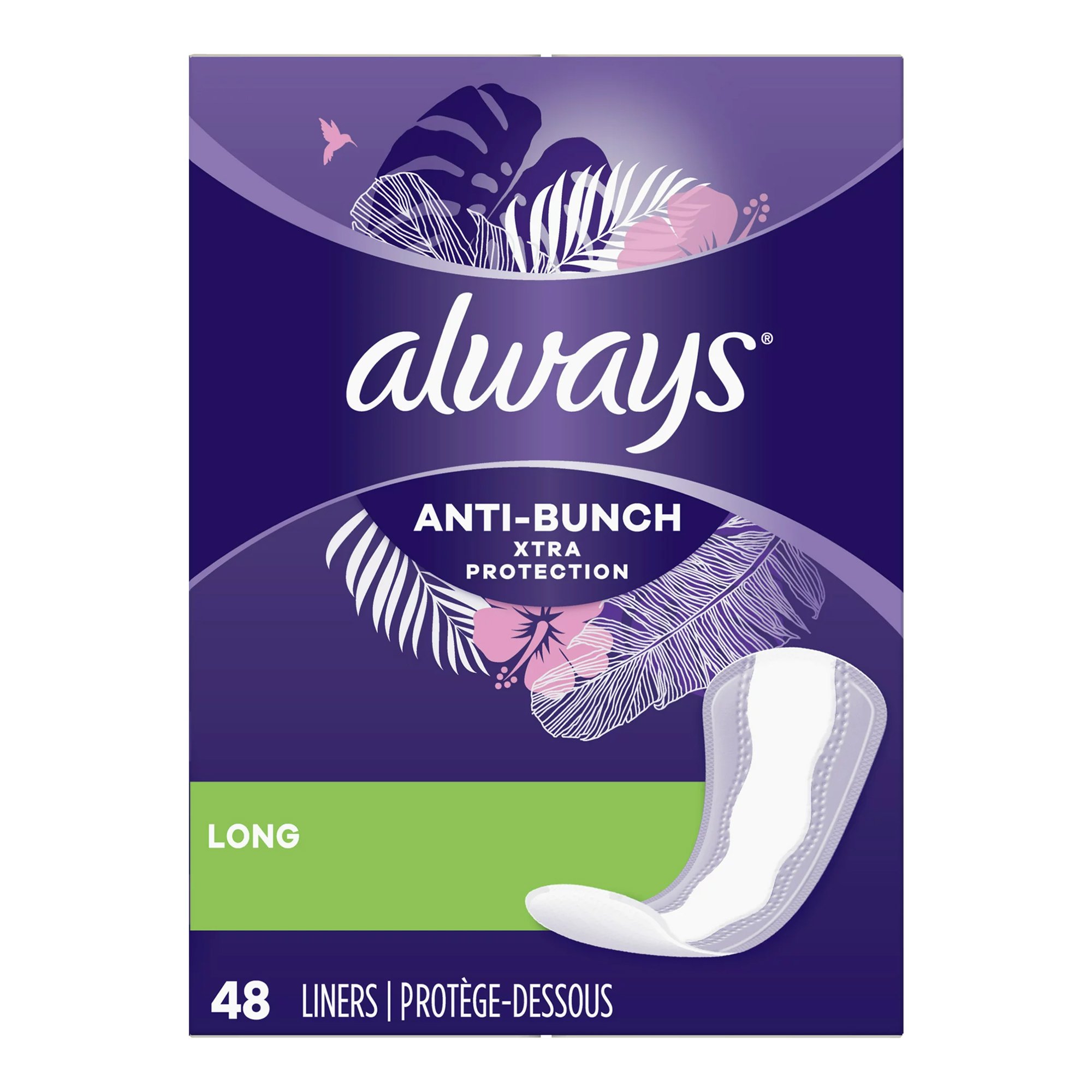 Always Xtra Protection Anti-Bunch Liners, Long, Unscented