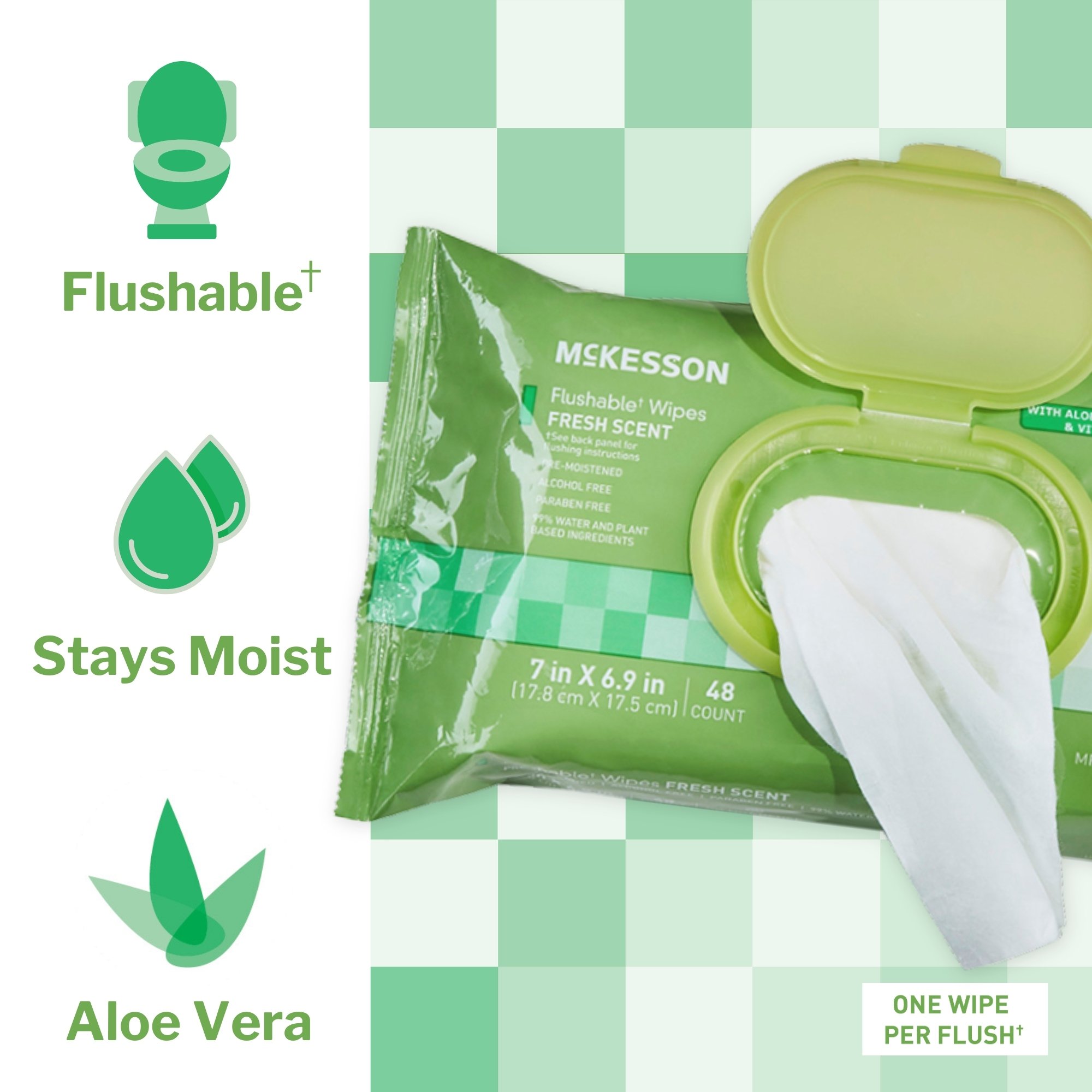 McKesson Flushable* Wet Wipes - Scented, 48 Wet Wipes per Pack - Image 2