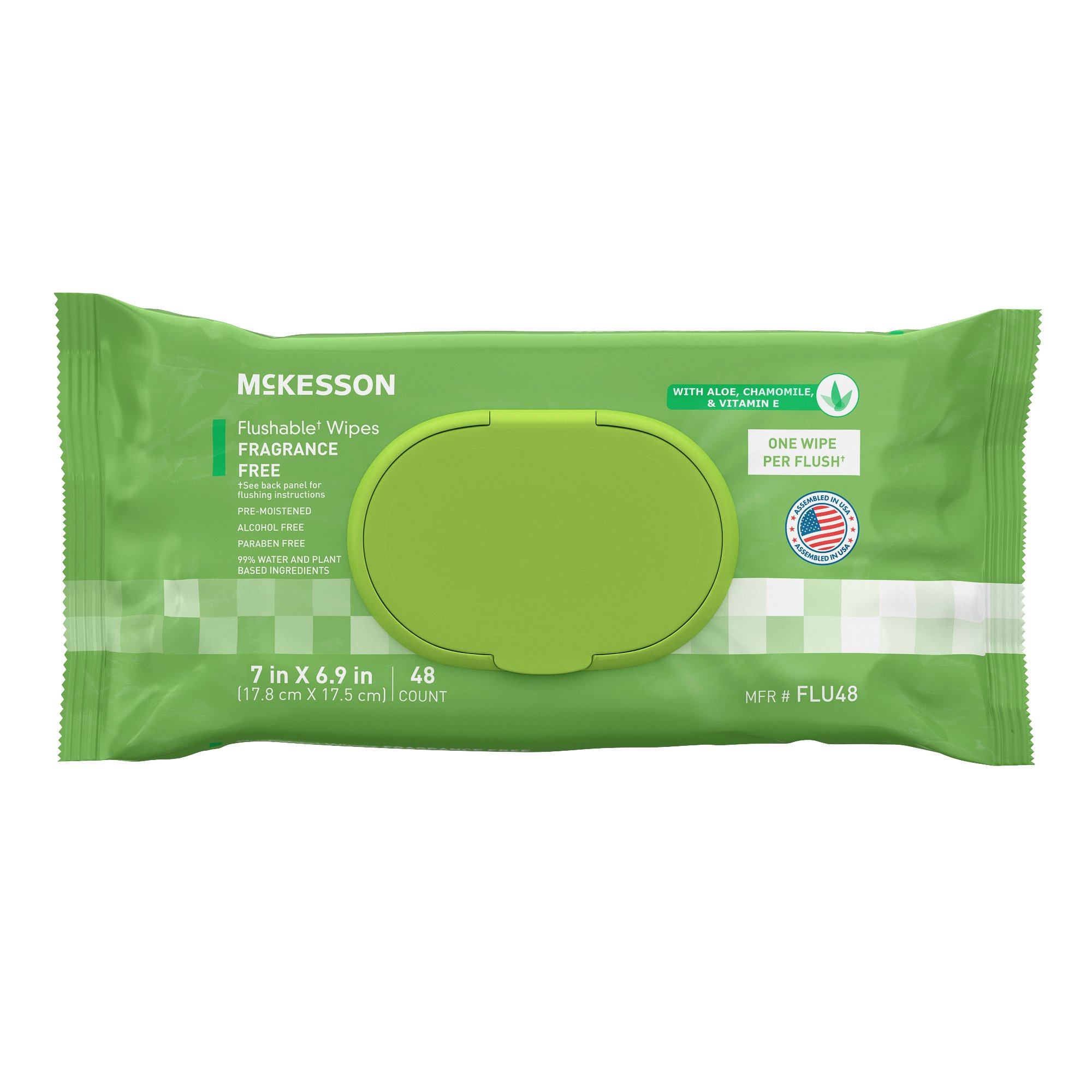McKesson Flushable* Wet Wipes - Unscented, 48 Wet Wipes per Pack