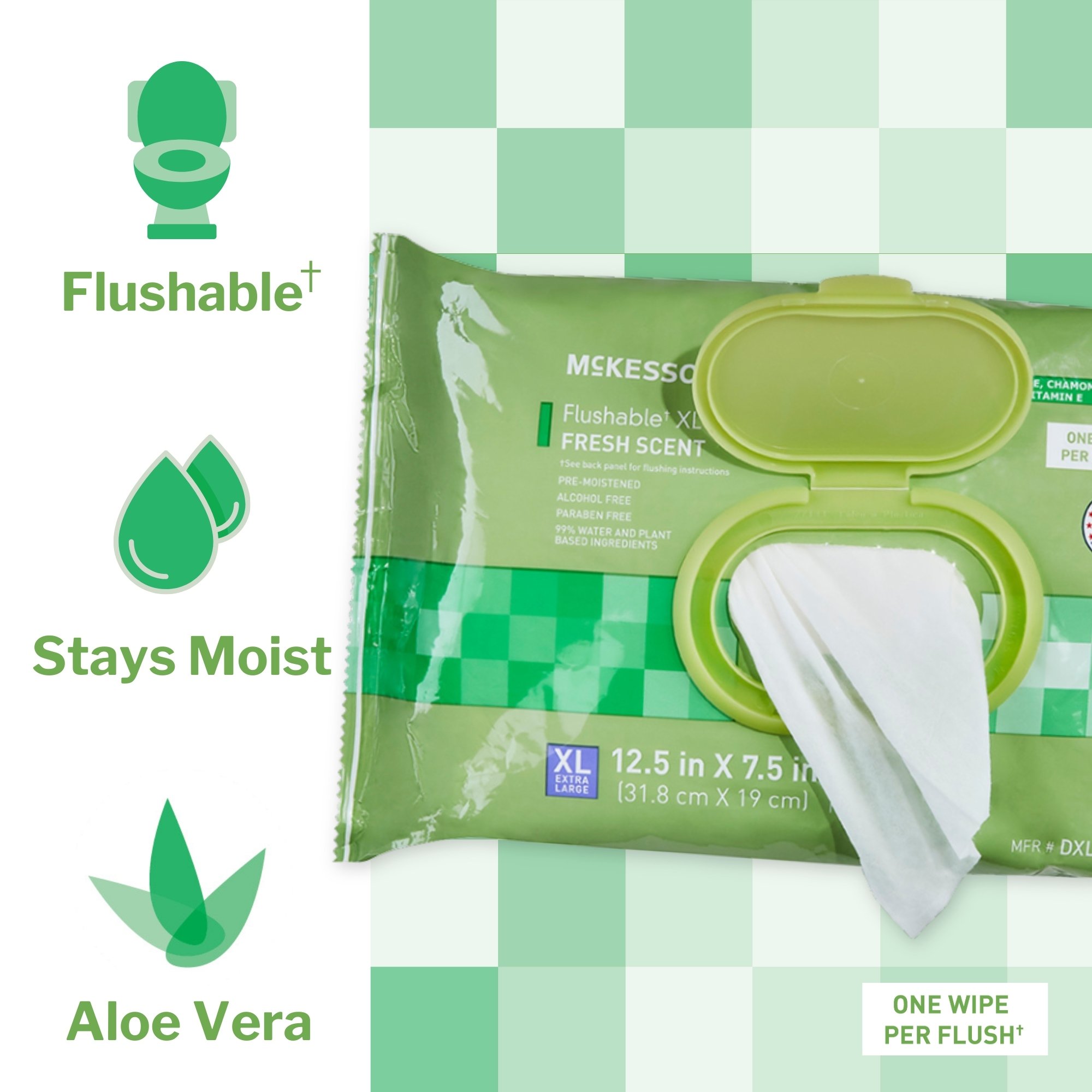 McKesson Flushable* Wet Wipes XL - Scented, 48 Wet Wipes per Pack - Image 2
