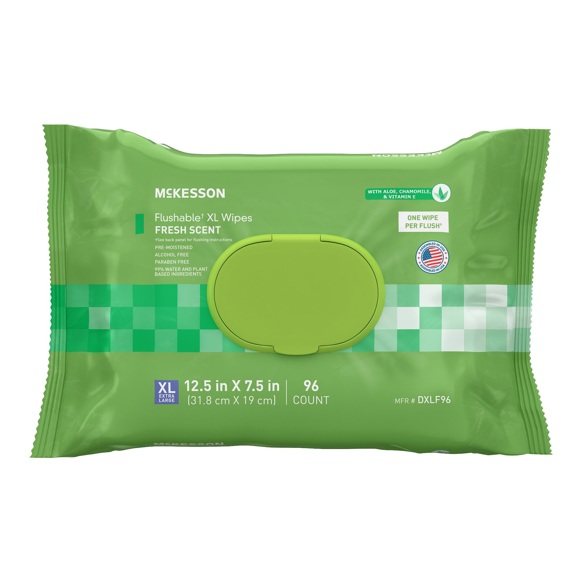 McKesson Flushable* Wet Wipes XL - Scented, 96 Wet Wipes per Pack