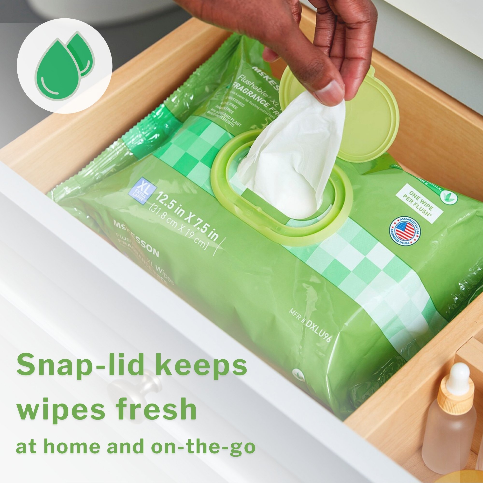 McKesson Flushable* Wet Wipes XL - Unscented, 48 Wipes per Pack - Image 4