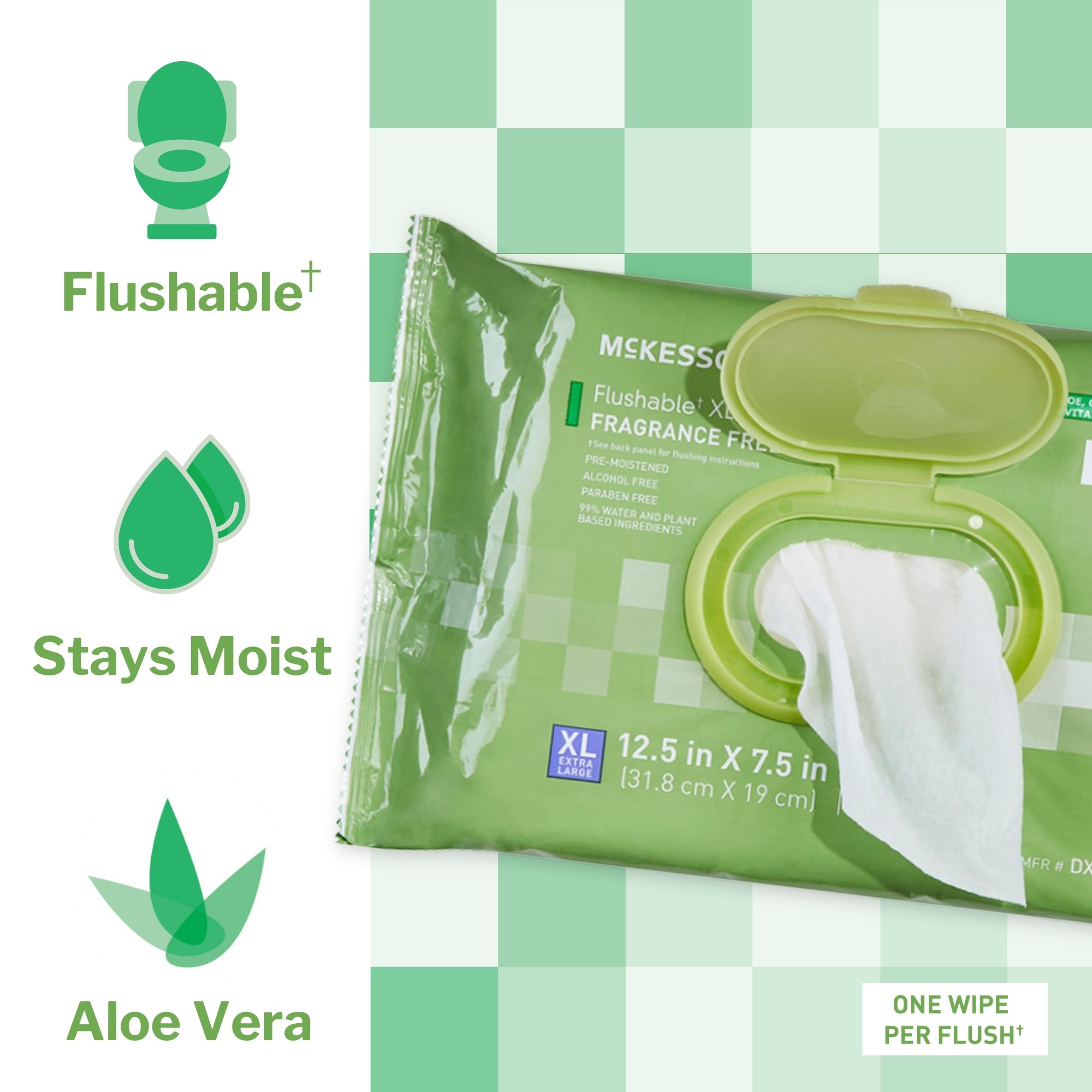 McKesson Flushable* Wet Wipes XL - Unscented, 96 Wet Wipes per Pack - Image 2