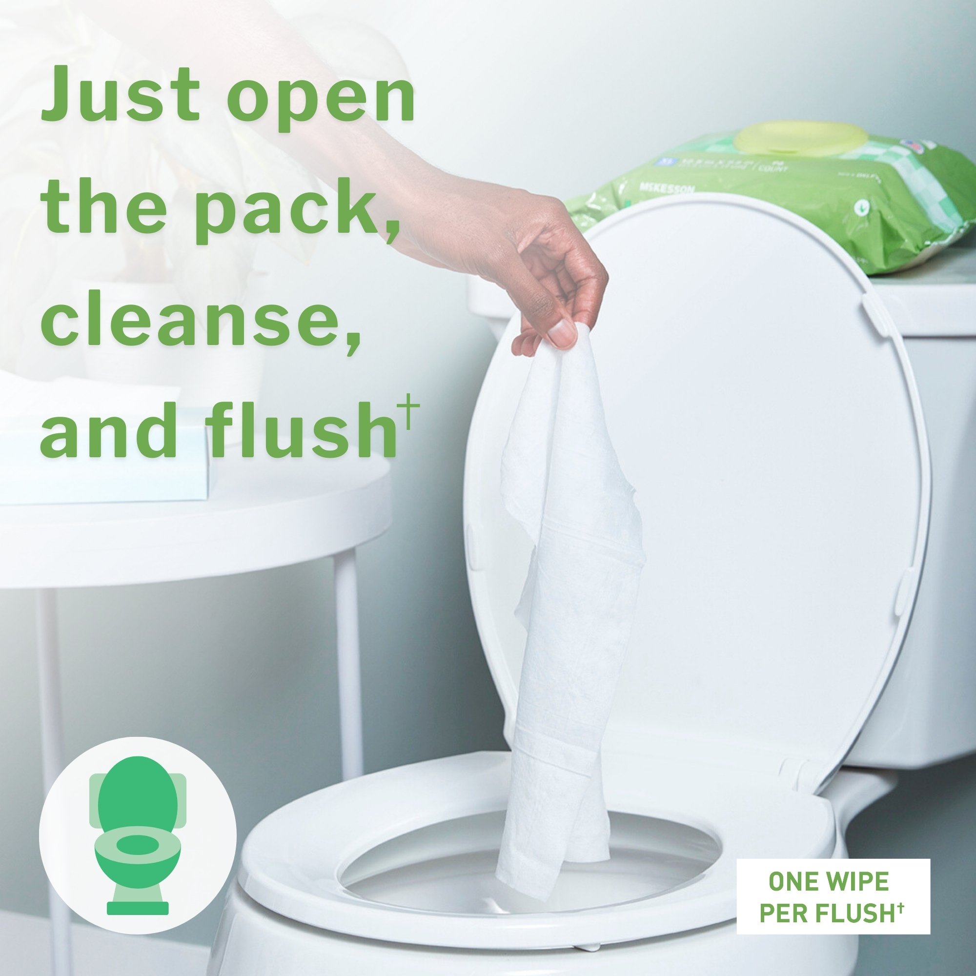 McKesson Flushable* Wet Wipes XL - Unscented, 96 Wet Wipes per Pack - Image 3