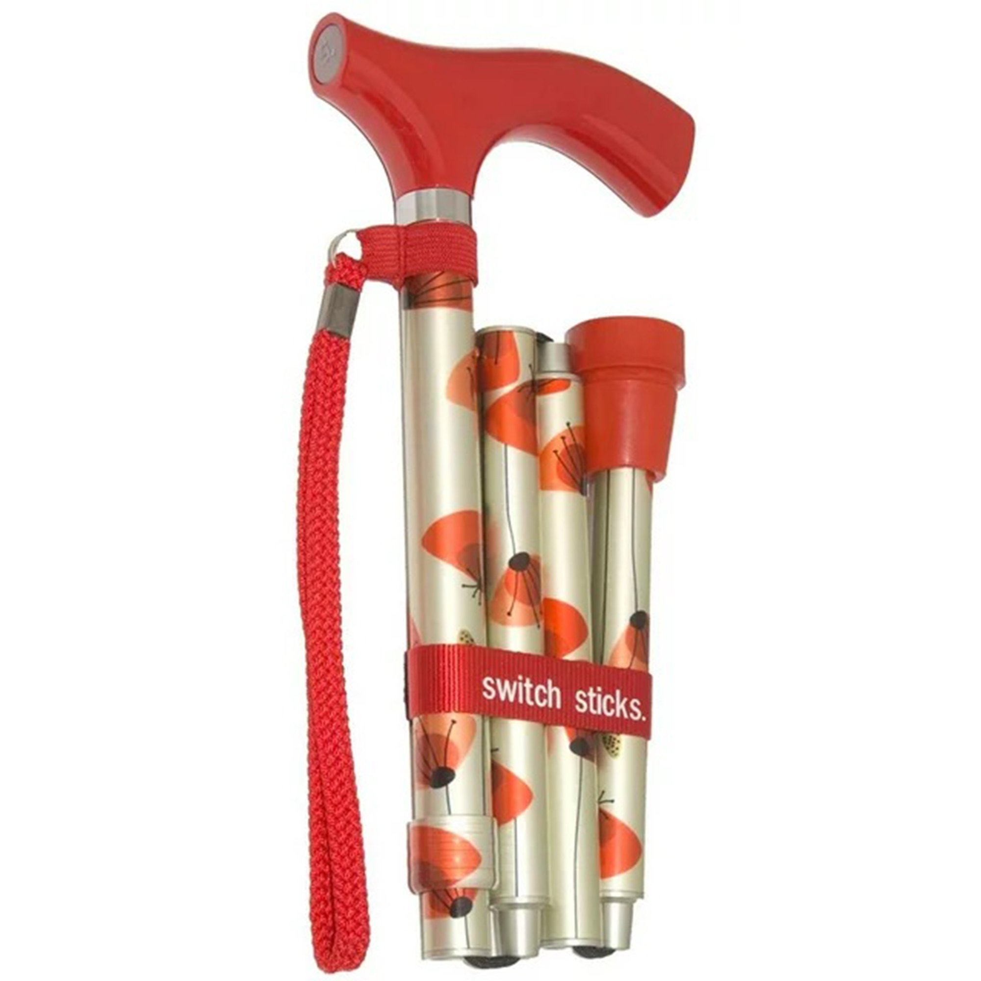 Switch Sticks® Folding Cane, Poppies Print, 32 to 37 Inch Height - Image 2