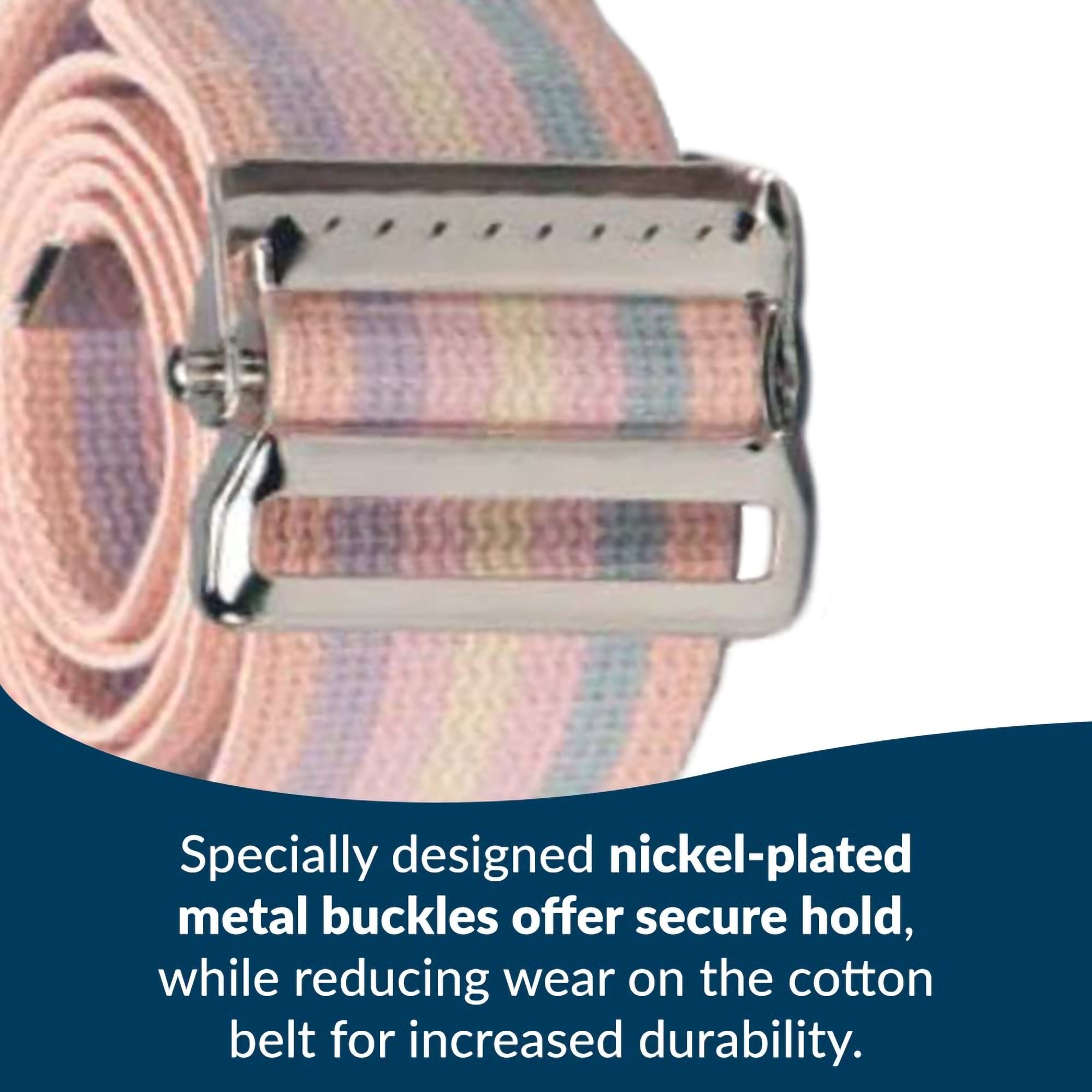 Posey® Gait Belt, Nickel Buckle, Pastel Striped, 54-Inch Length - Image 3