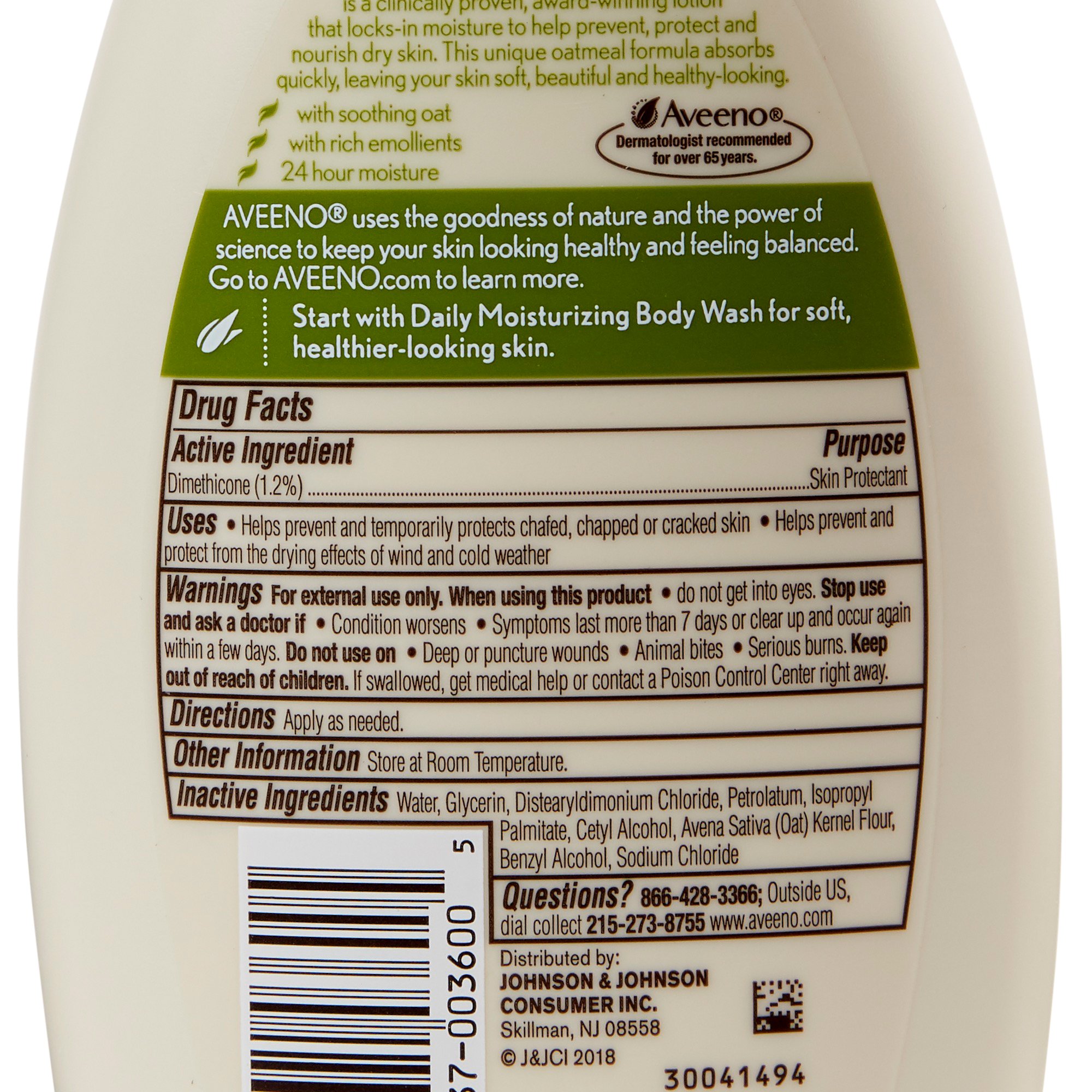 Aveeno® Daily Moisturizing Body Lotion, 12 oz. Bottle - Image 2