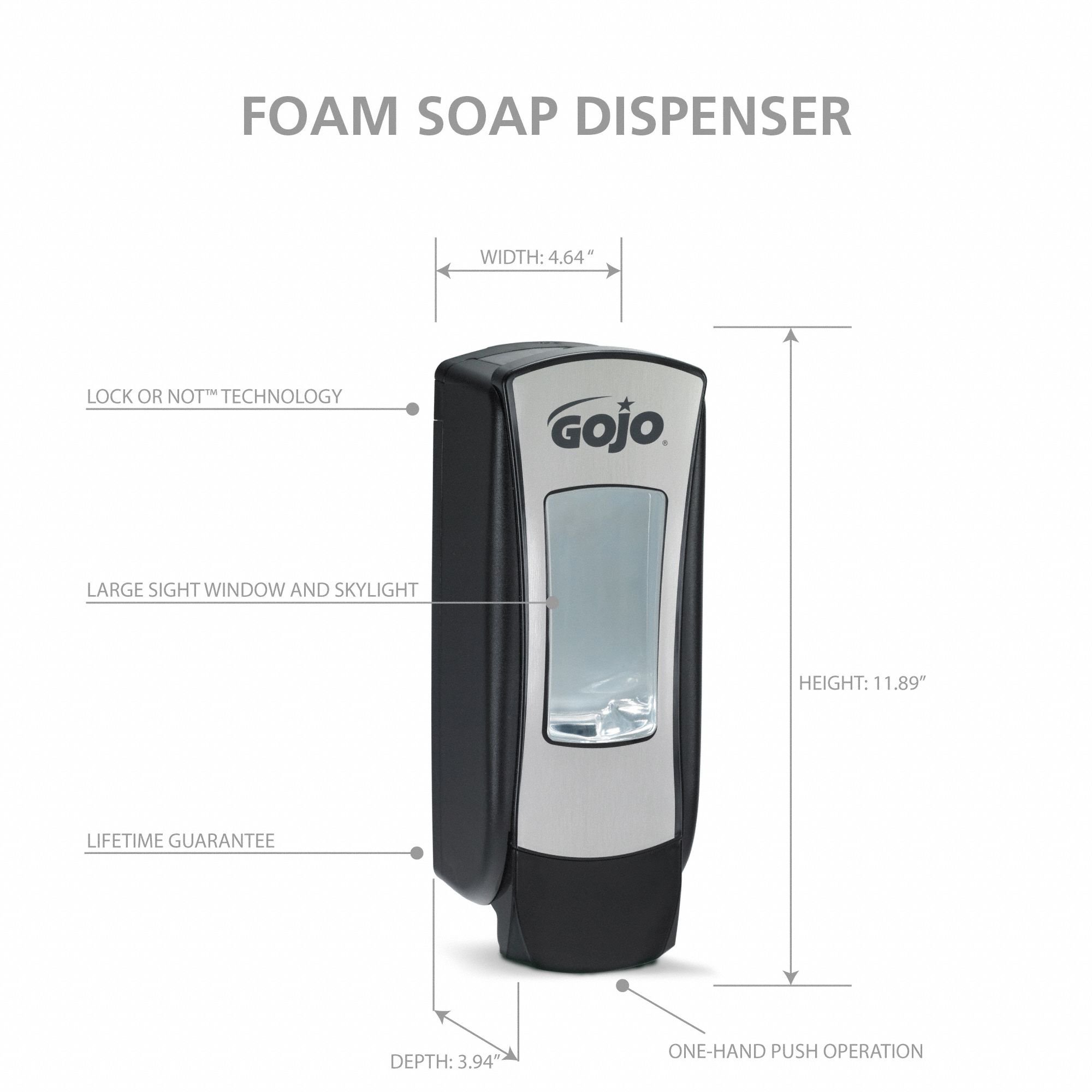 GOJO® ADX-12™ Wall Mounted Manual Foam Soap Dispenser - Image 3