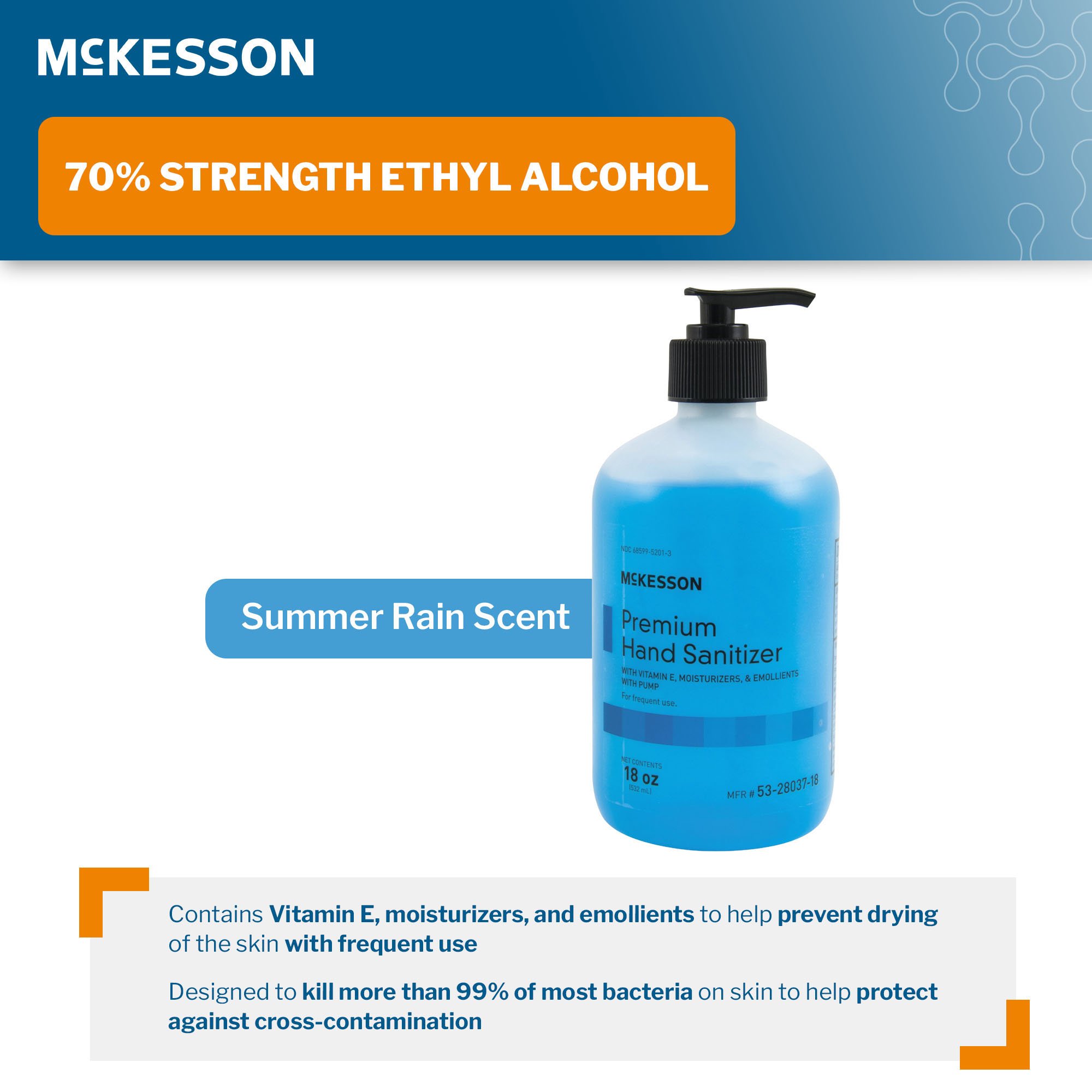 McKesson Premium Hand Sanitizer 70% Alcohol Gel, 18 oz Bottle, Summer Rain Scent - Image 3