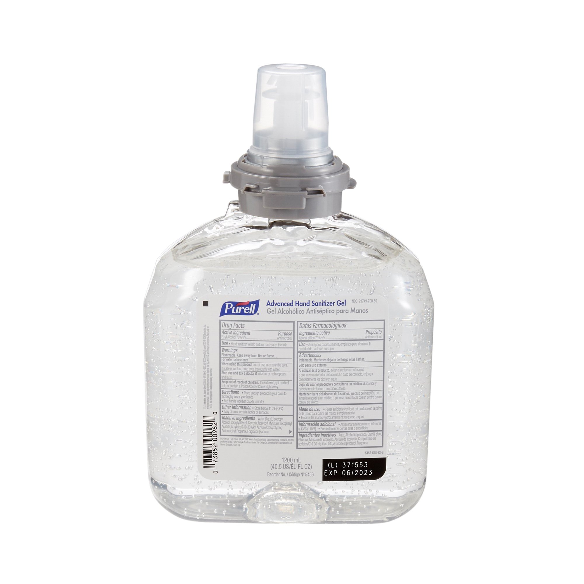Purell® Advanced Hand Sanitizer, Ethyl Alcohol, 1,200 mL Refill Bottle