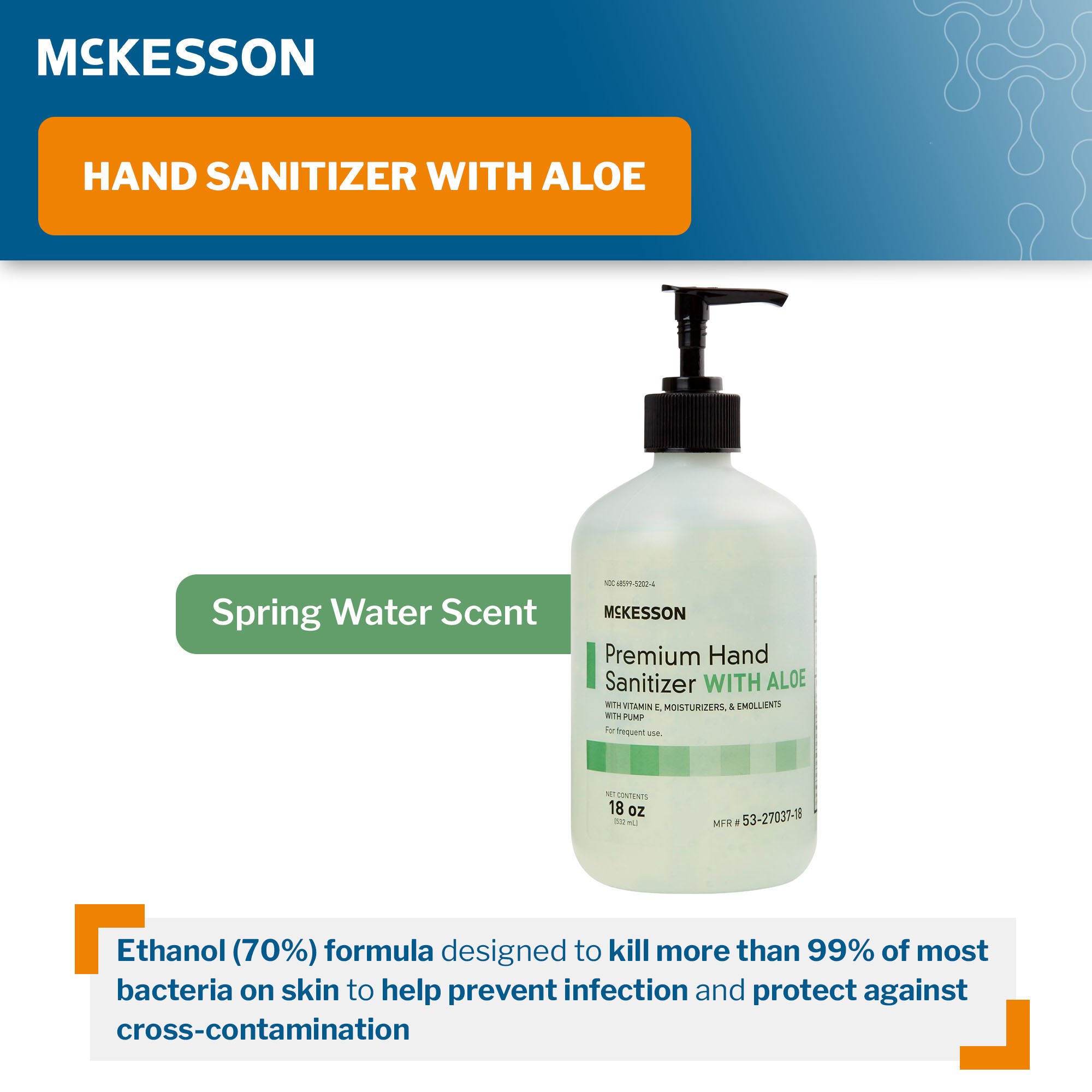 McKesson Premium Hand Sanitizer with Aloe, 18 oz, Gel, Pump Bottle - Image 3