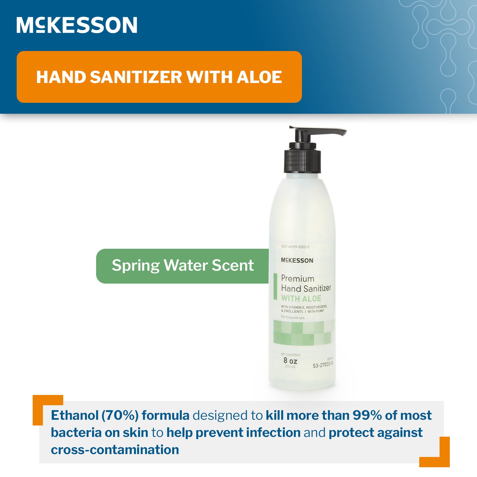McKesson Premium Hand Sanitizer with Aloe, 8 oz., Gel, Pump Bottle - Image 3