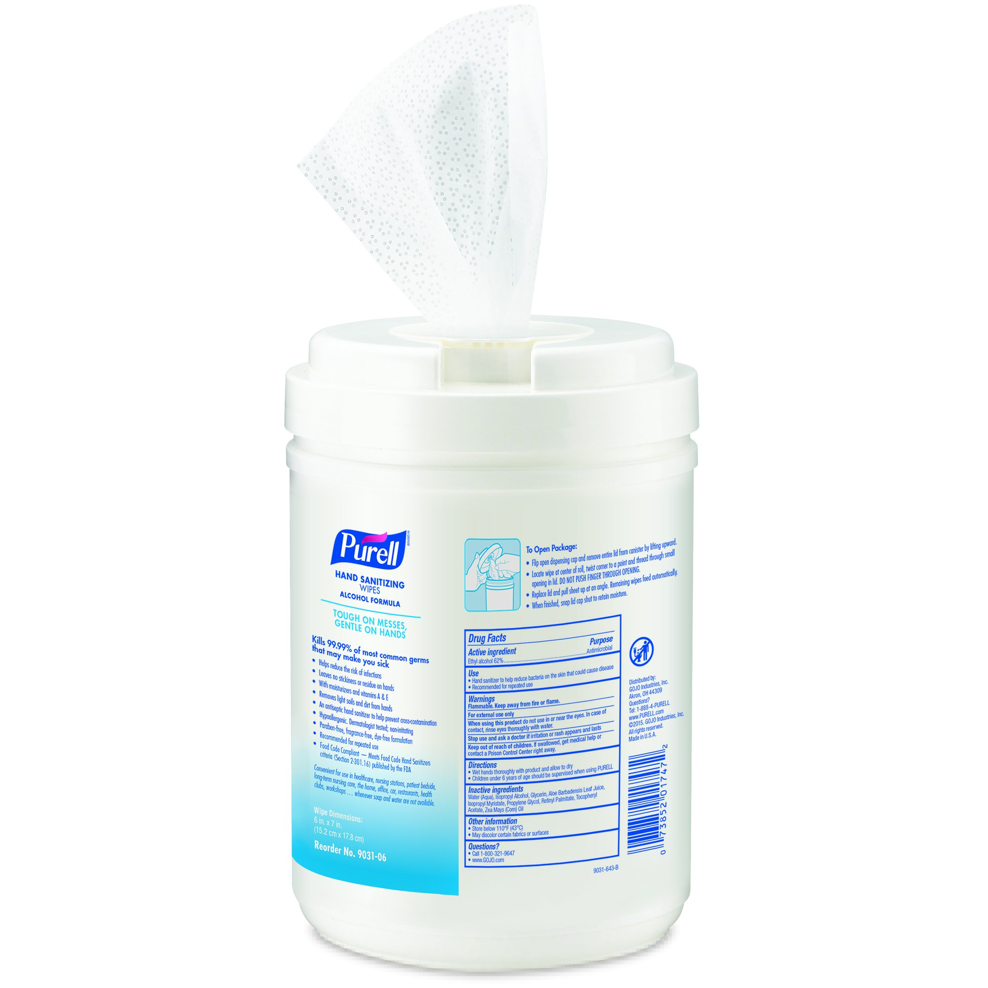 Purell® Hand Sanitizing Wipes, Ethyl Alcohol Wipe Canister - Image 2