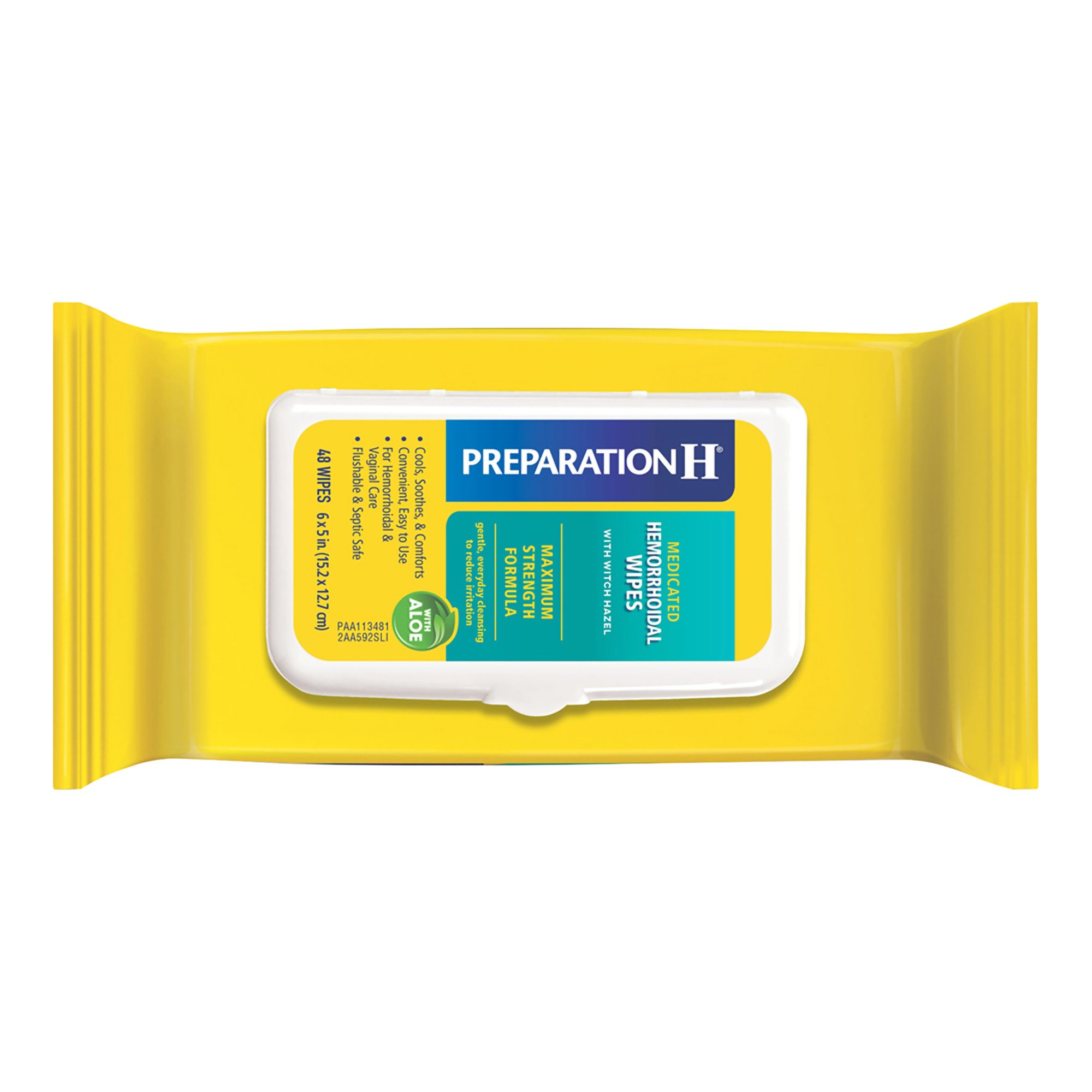 Preparation H® Medicated Hemorrhoidal Wipes w/ Witch Hazel & Aloe, Max Strength