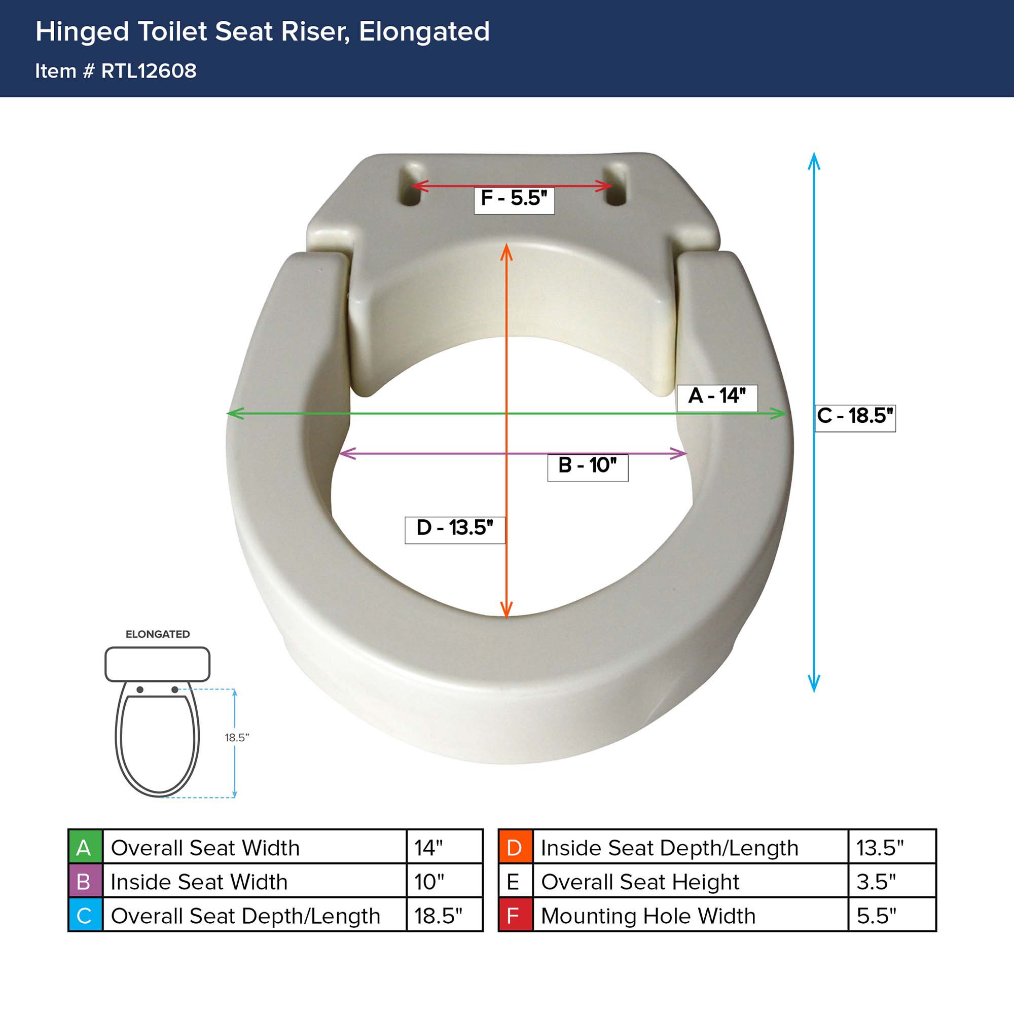 drive™ Hinged Raised Toilet Seat - Image 3