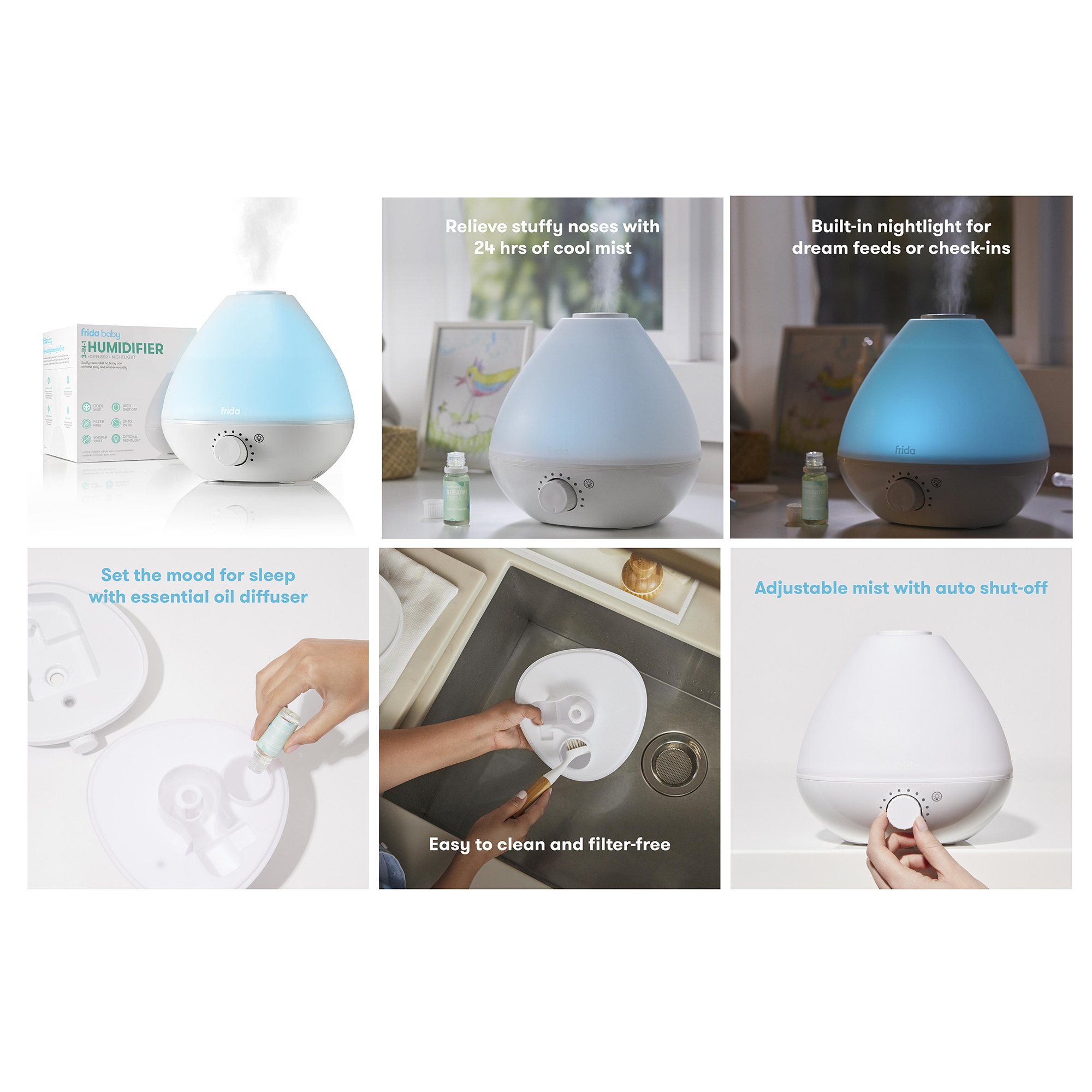 BreatheFrida Humidifier with Deiffuser and Nightlight - Image 7