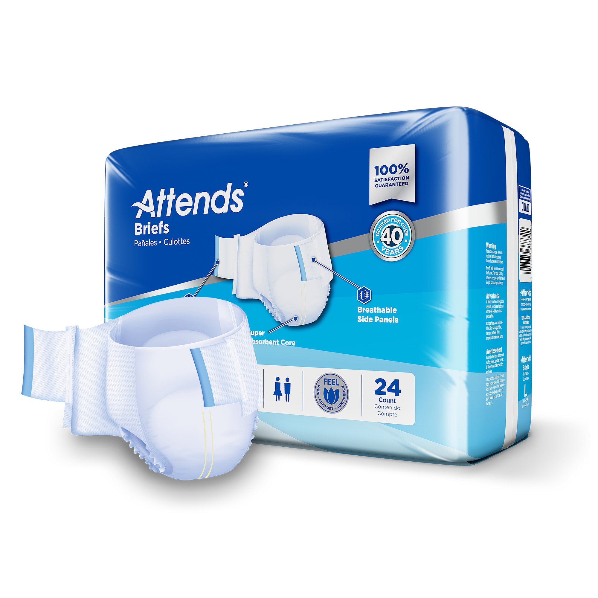 Attends® Briefs, Adult, Large, Heavy Absorbency, Disposable - Image 2