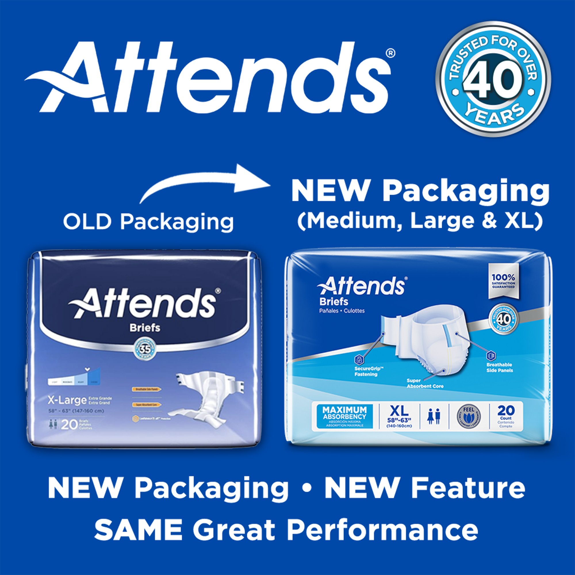 Attends® Briefs, Adult, Large, Heavy Absorbency, Disposable - Image 4