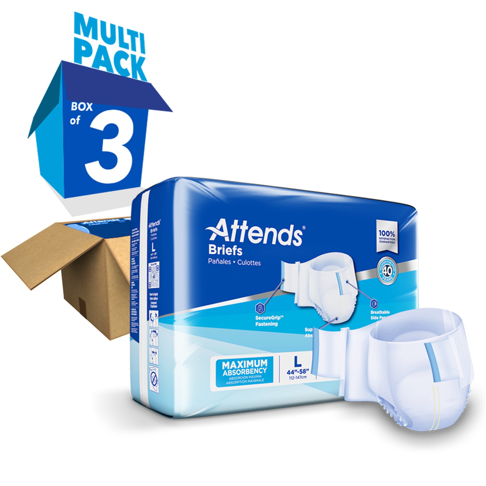 Attends® Briefs, Adult, Large, Heavy Absorbency, Disposable - Image 8