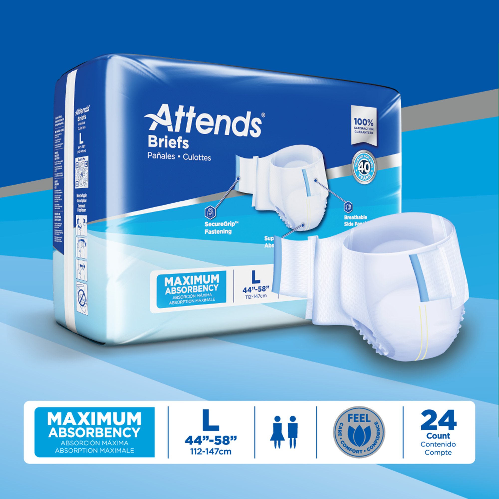 Attends® Briefs, Adult, Large, Heavy Absorbency, Disposable - Image 9