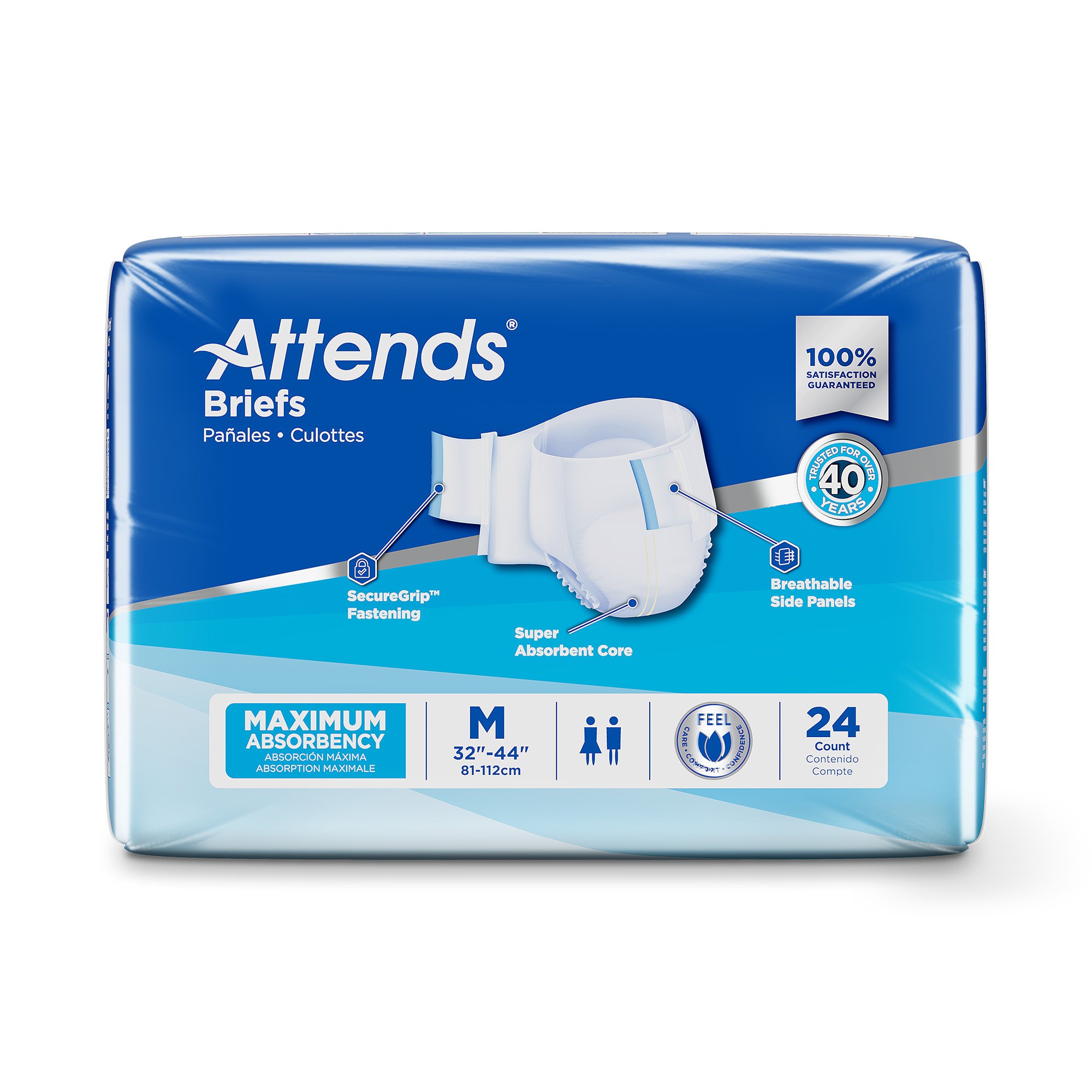 Attends® Briefs, Adult, Medium, Heavy Absorbency, Disposable, White - Image 3