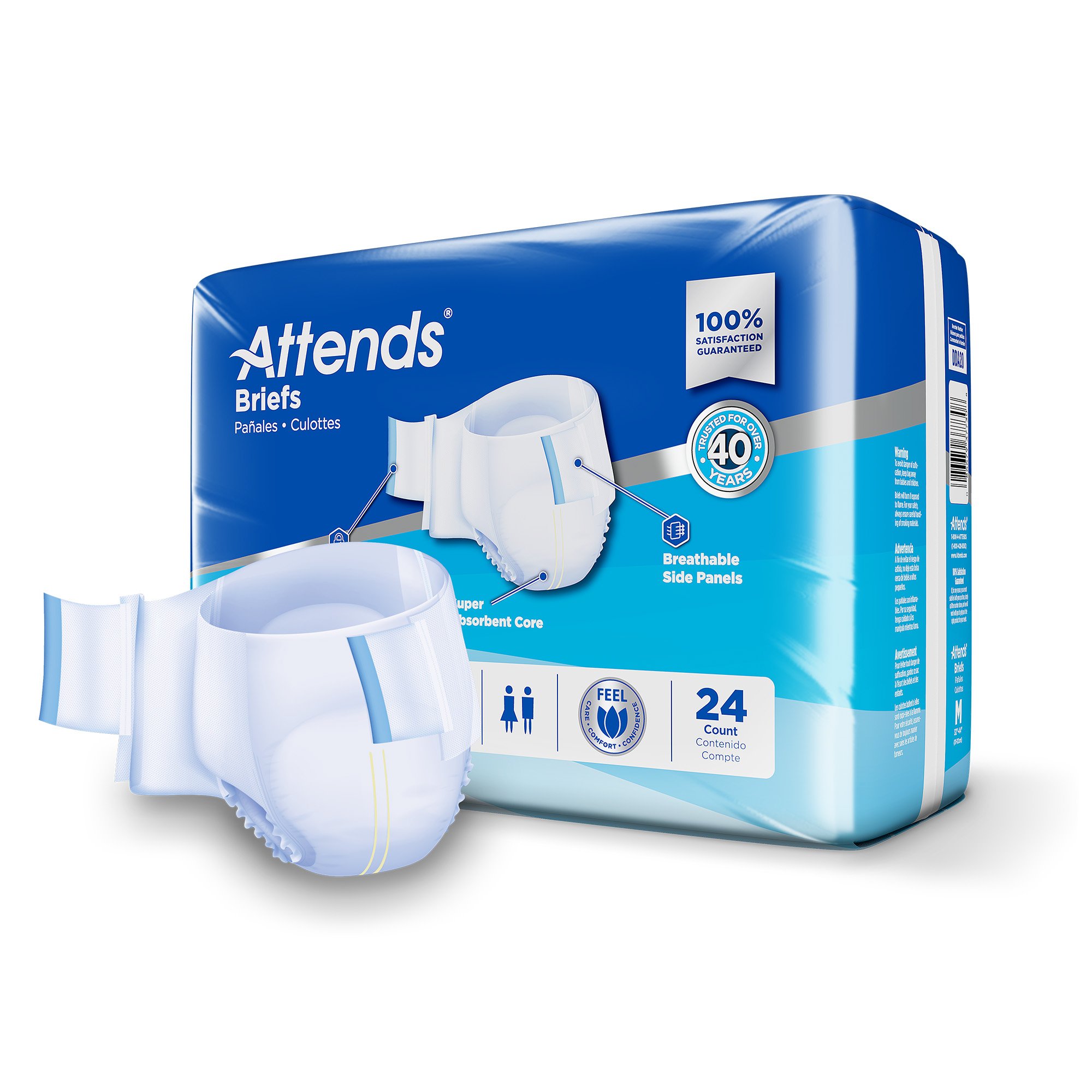 Attends® Briefs, Adult, Medium, Heavy Absorbency, Disposable, White - Image 2