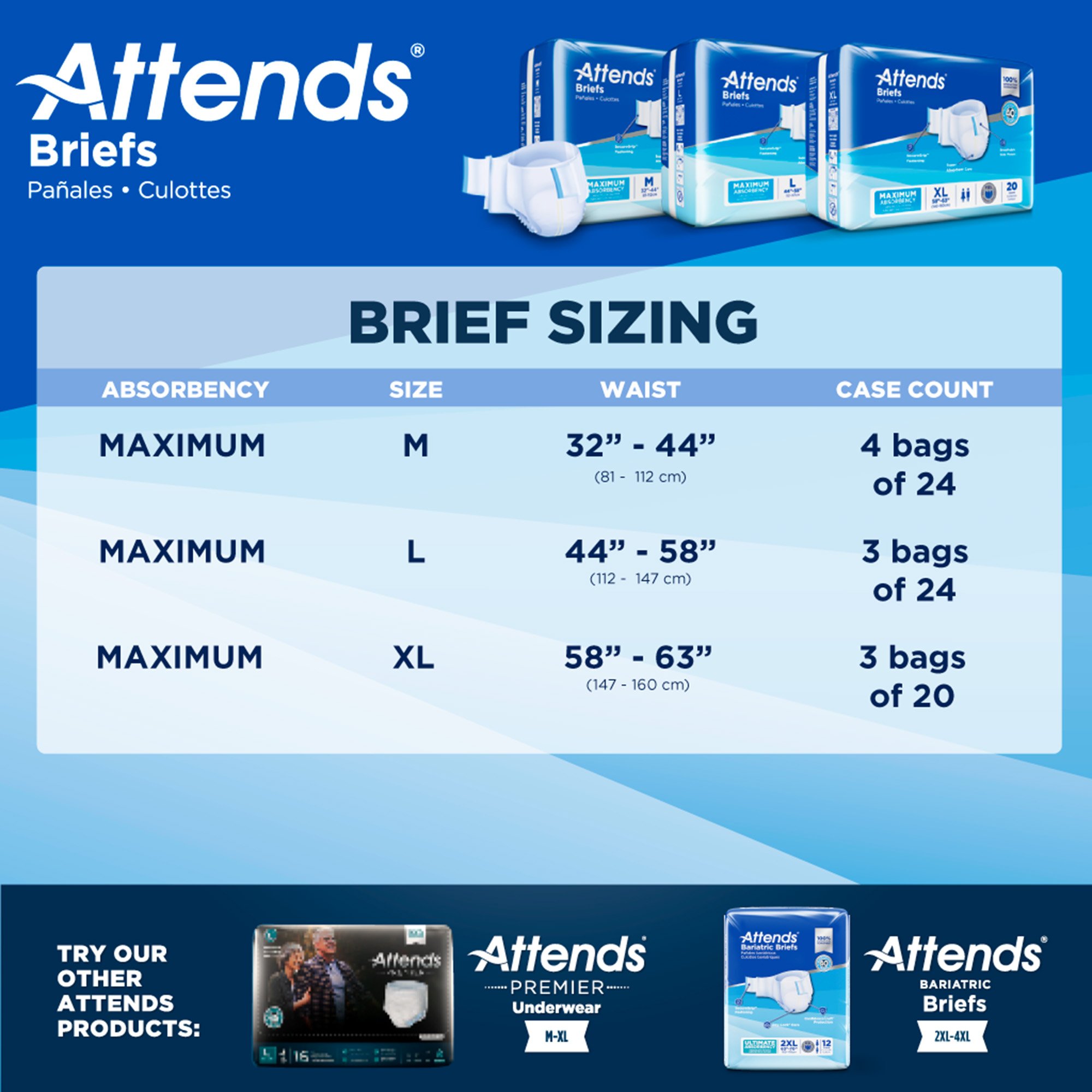 Attends® Briefs, Adult, Medium, Heavy Absorbency, Disposable, White - Image 6