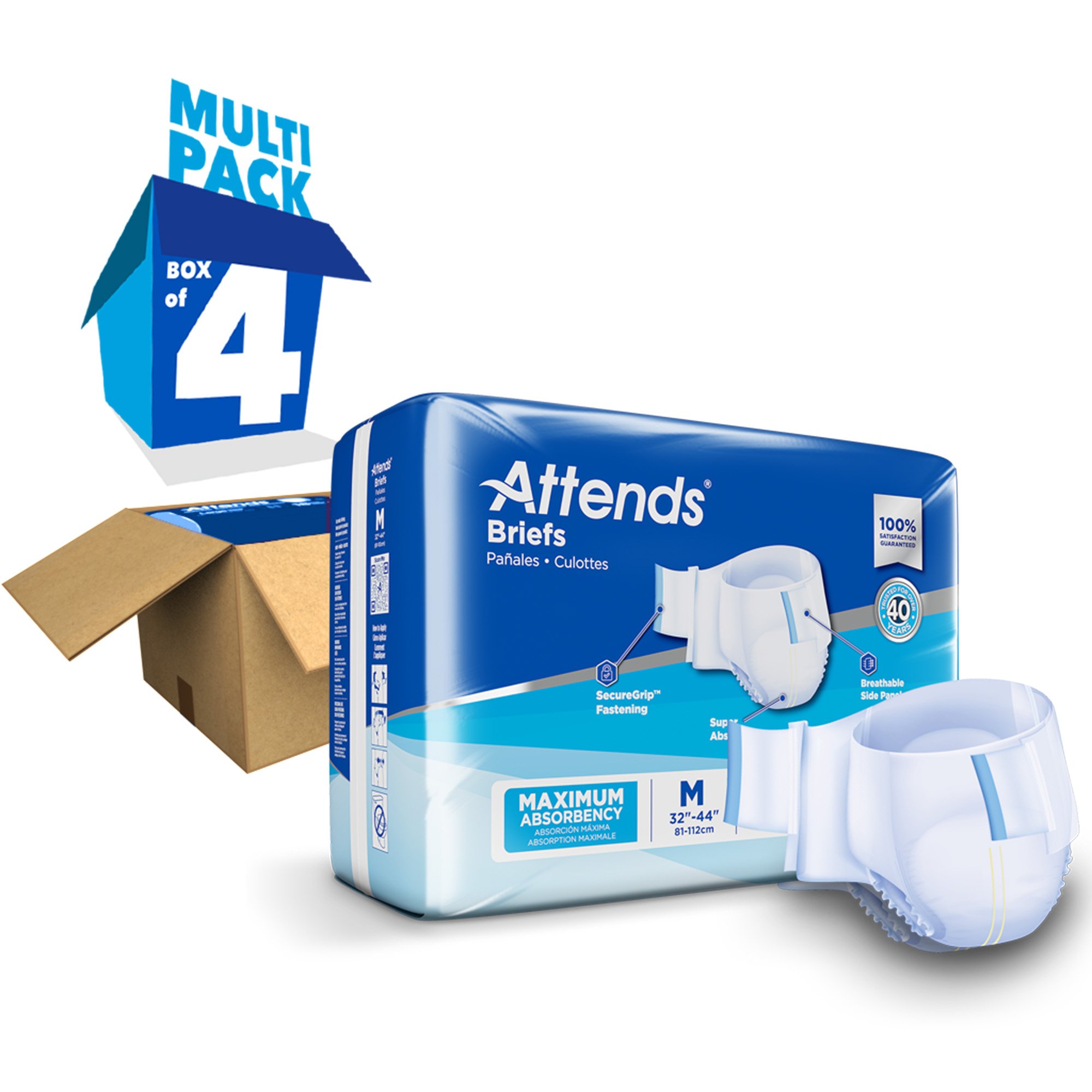 Attends® Briefs, Adult, Medium, Heavy Absorbency, Disposable, White - Image 8
