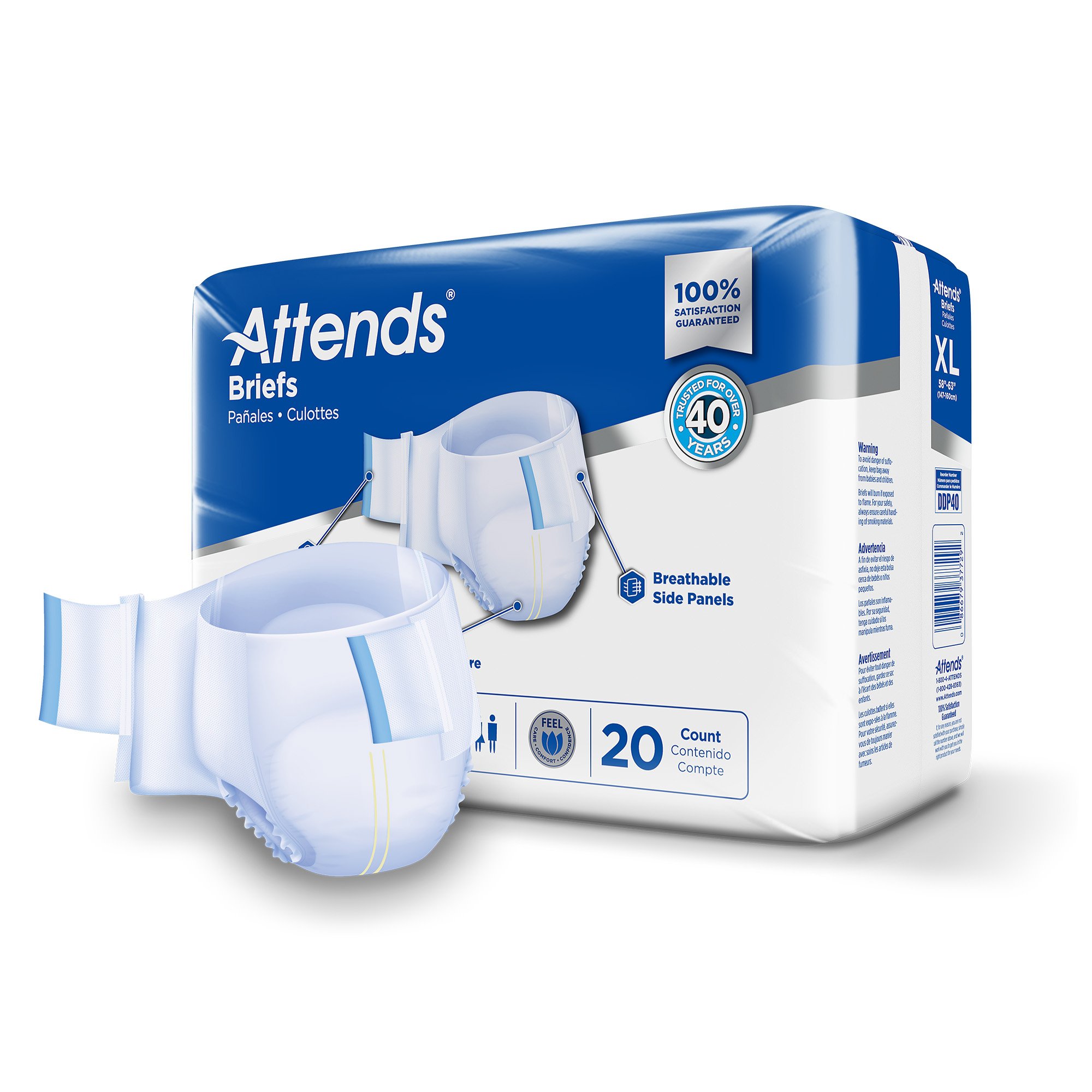 Attends® Extra Heavy Absorbency Briefs, Extra Large - Image 2