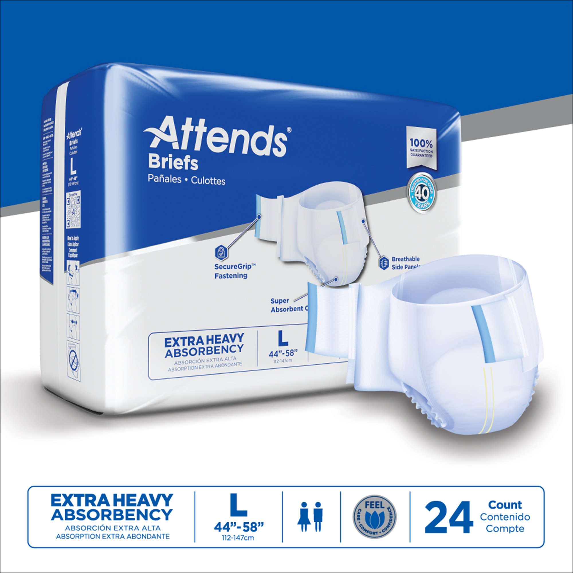 Attends® Extra Heavy Absorbency Briefs, Large - Image 9