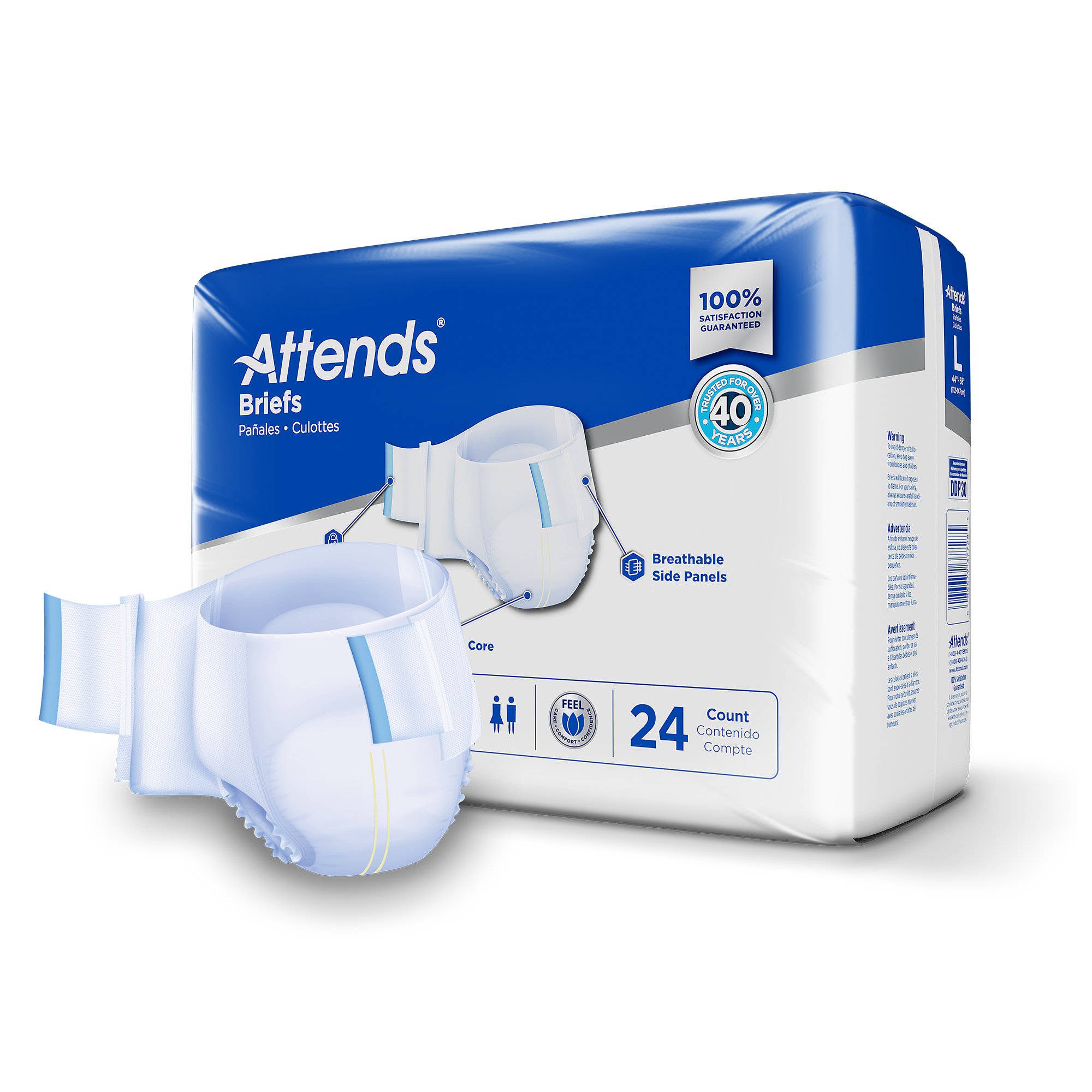 Attends® Extra Heavy Absorbency Briefs, Large - Image 2