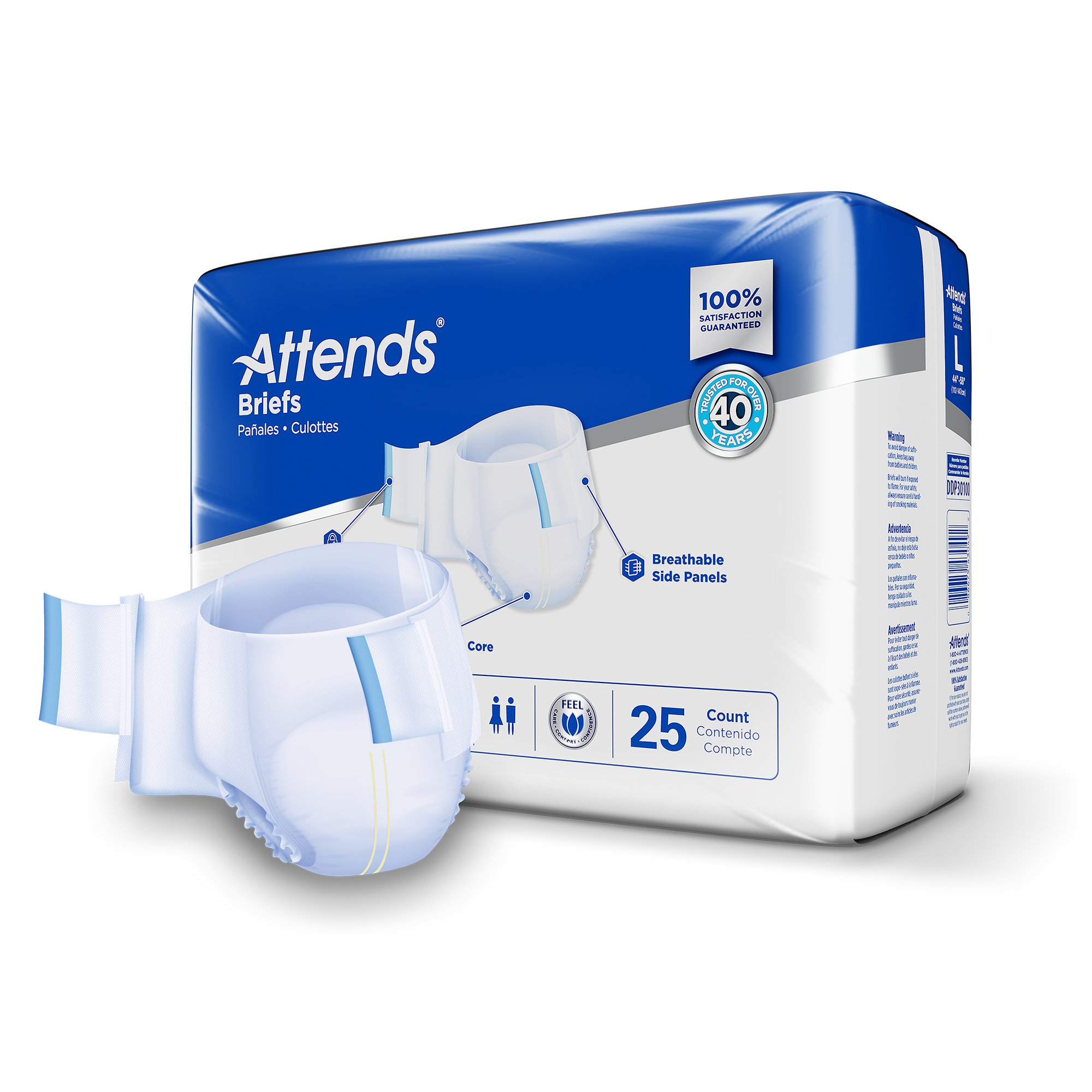 Attends® Extra Heavy Absorbency Briefs, Large - Image 2