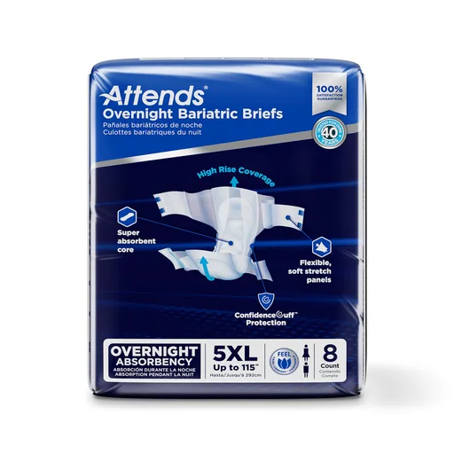 Attends® Overnight Bariatric Briefs, 5X-Large