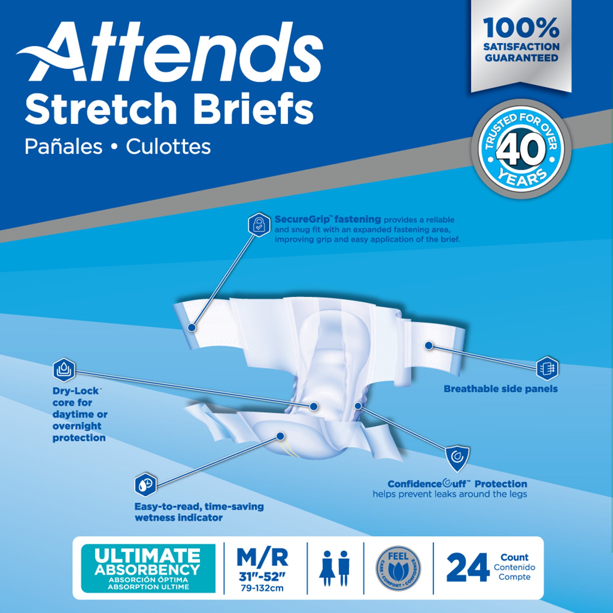 Attends® Stretch Briefs, Medium / Regular - Image 10