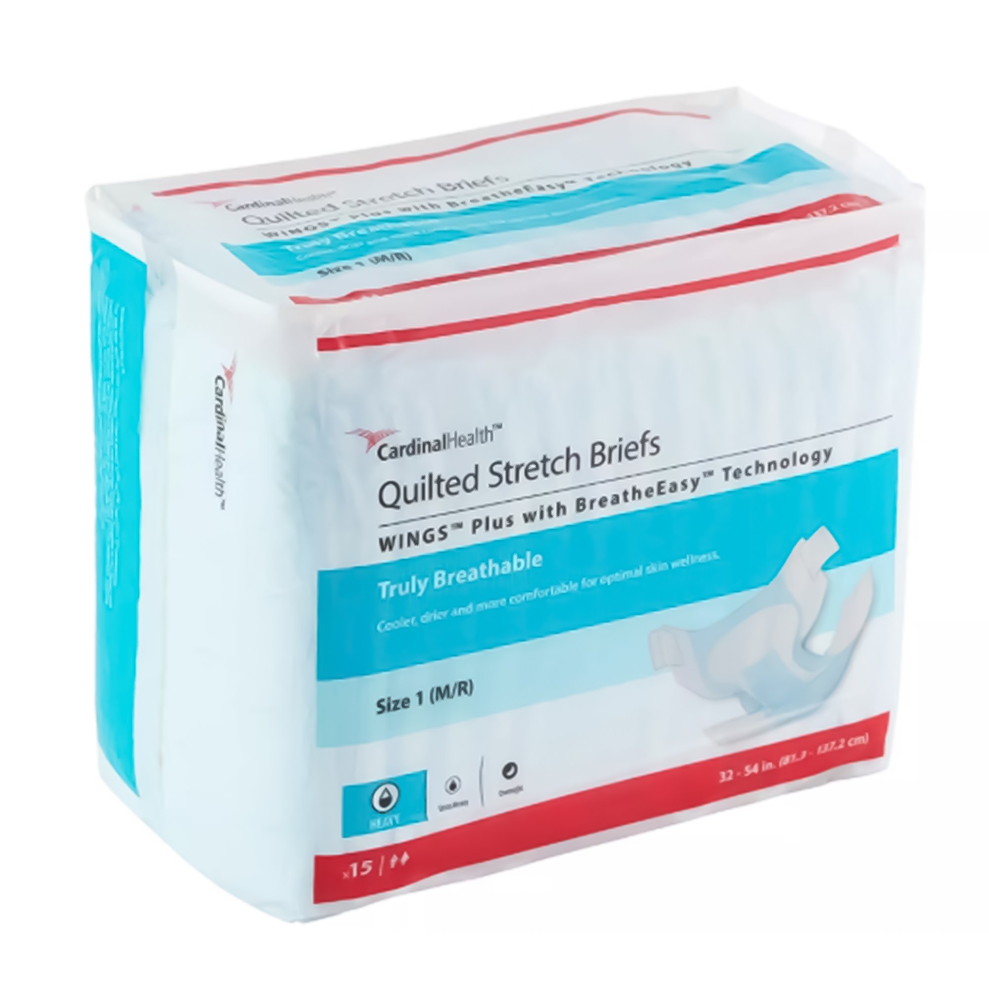 Cardinal Health™ Wings™ Plus Quilted Stretch Brief with BreatheEasy™, Size 1