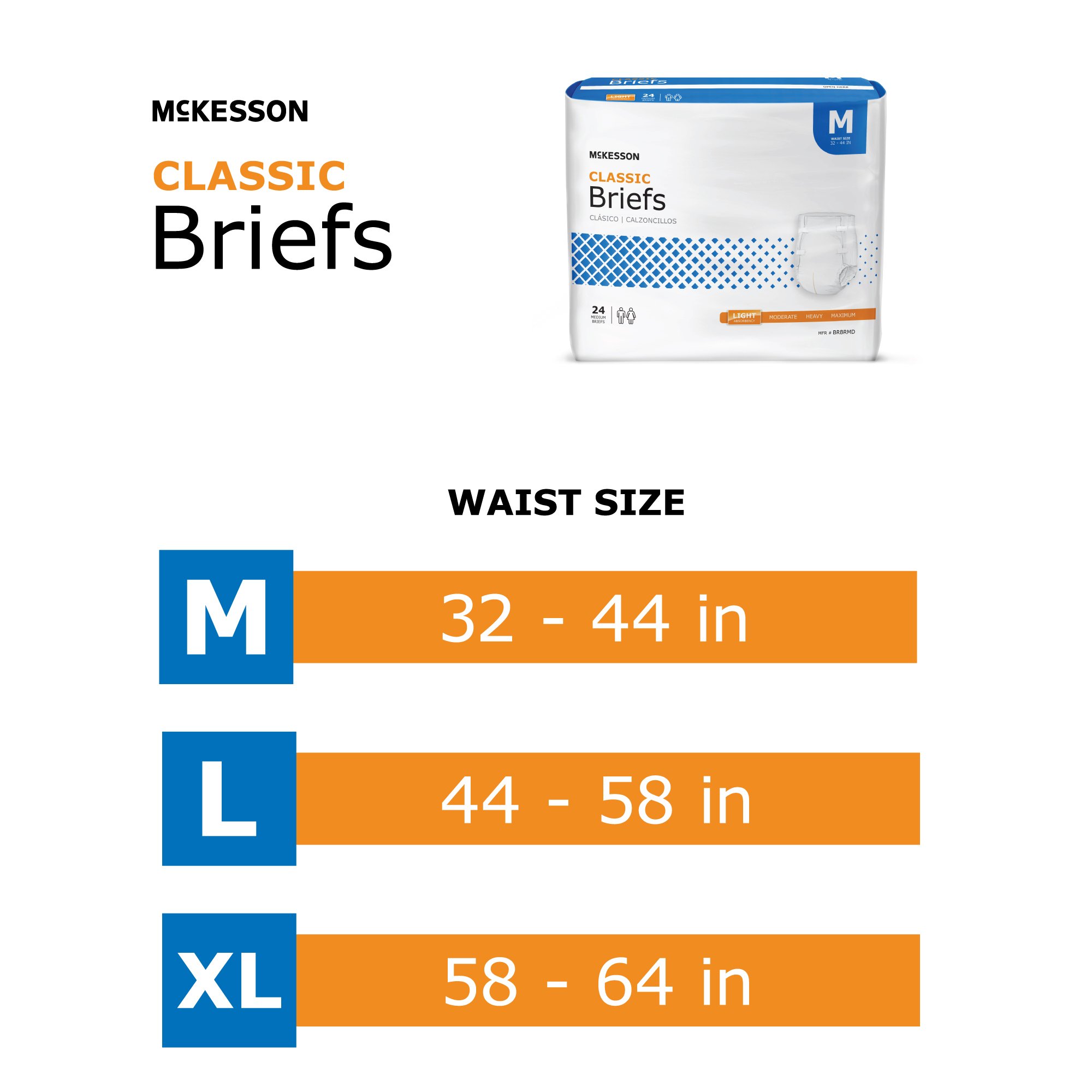 McKesson Classic Light Absorbency Incontinence Brief, Medium - Image 4