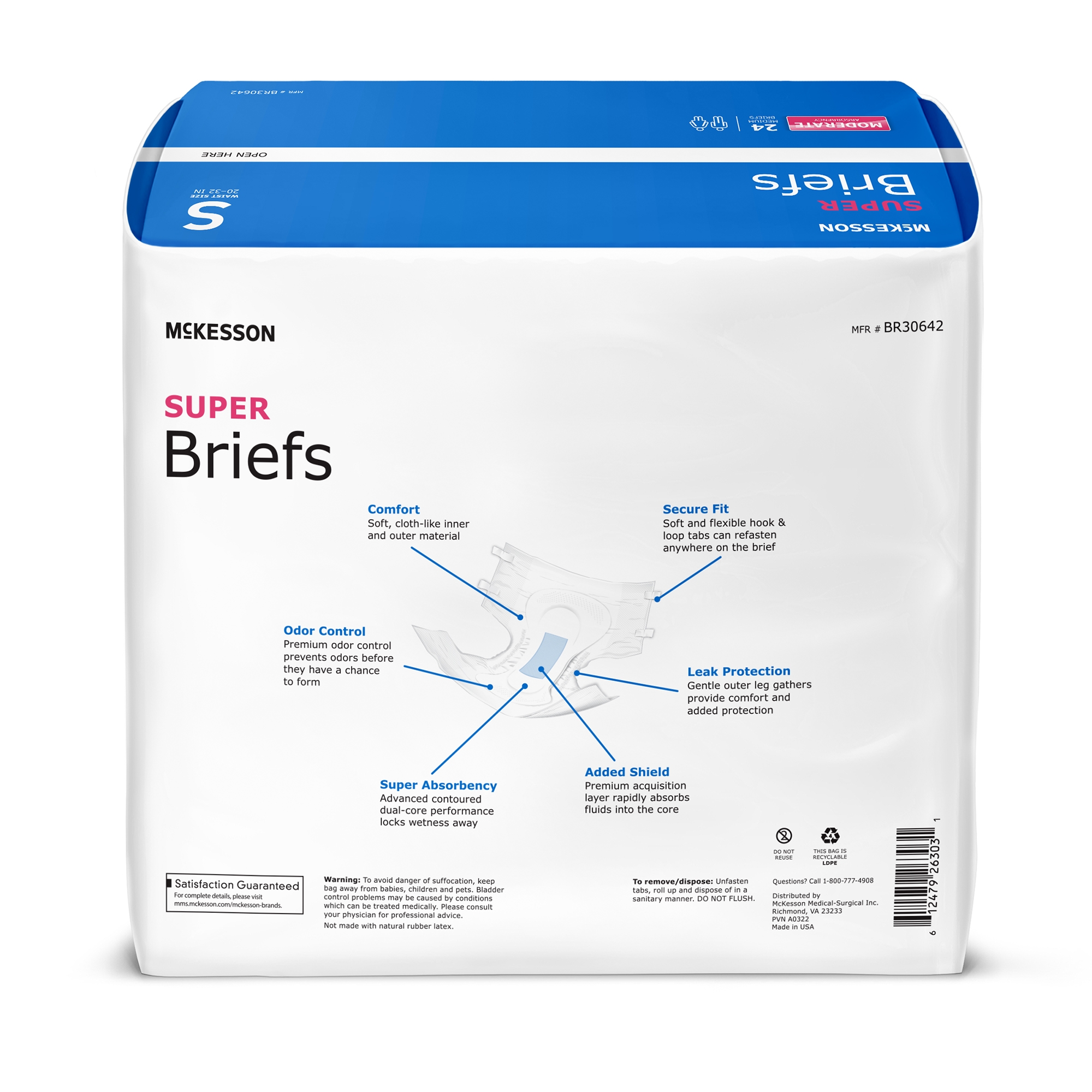 McKesson Super Moderate Absorbency Incontinence Briefs, Small - Image 2