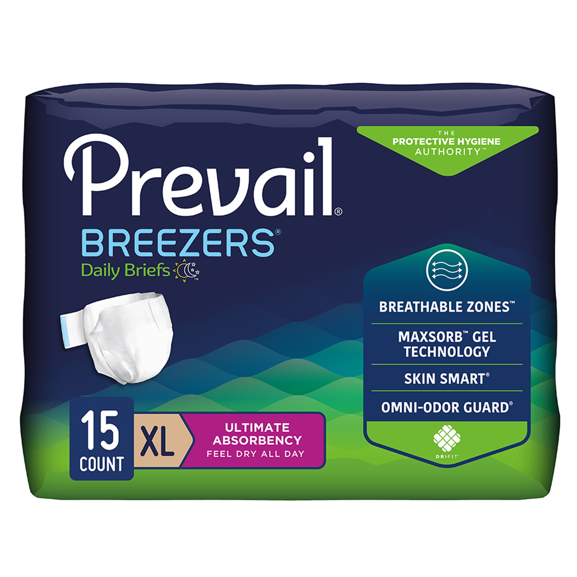 Prevail® Breezers® Ultimate Absorbency Incontinence Briefs, Extra Large